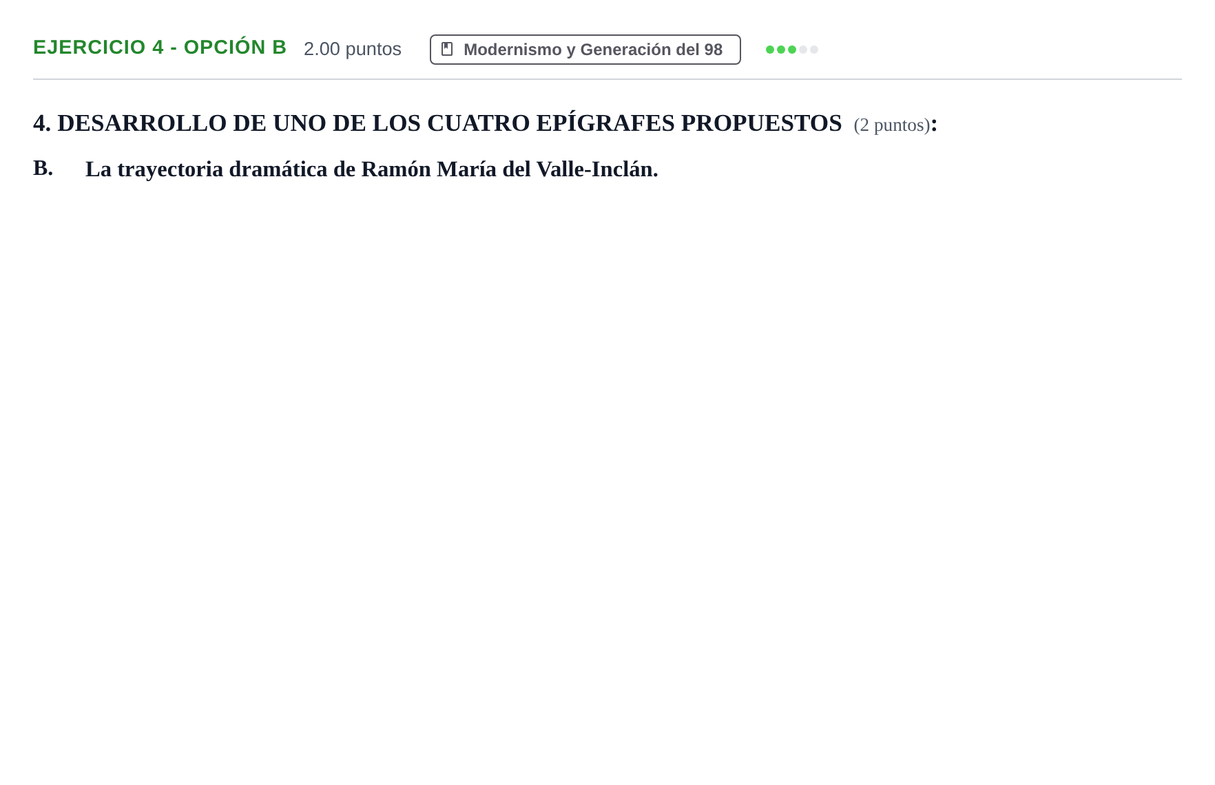 Enunciado: Ejercicio 4 - Opción B · Lengua Castellana y Literatura II PAU Castilla-La Mancha Extraordinaria 2024
