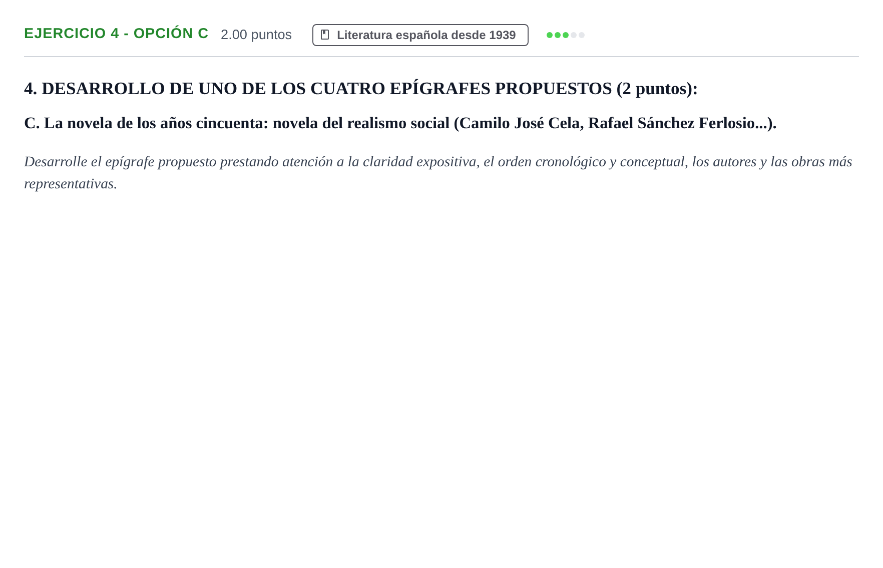 Enunciado: Ejercicio 4 - Opción C · Lengua Castellana y Literatura II PAU Castilla-La Mancha Extraordinaria 2024