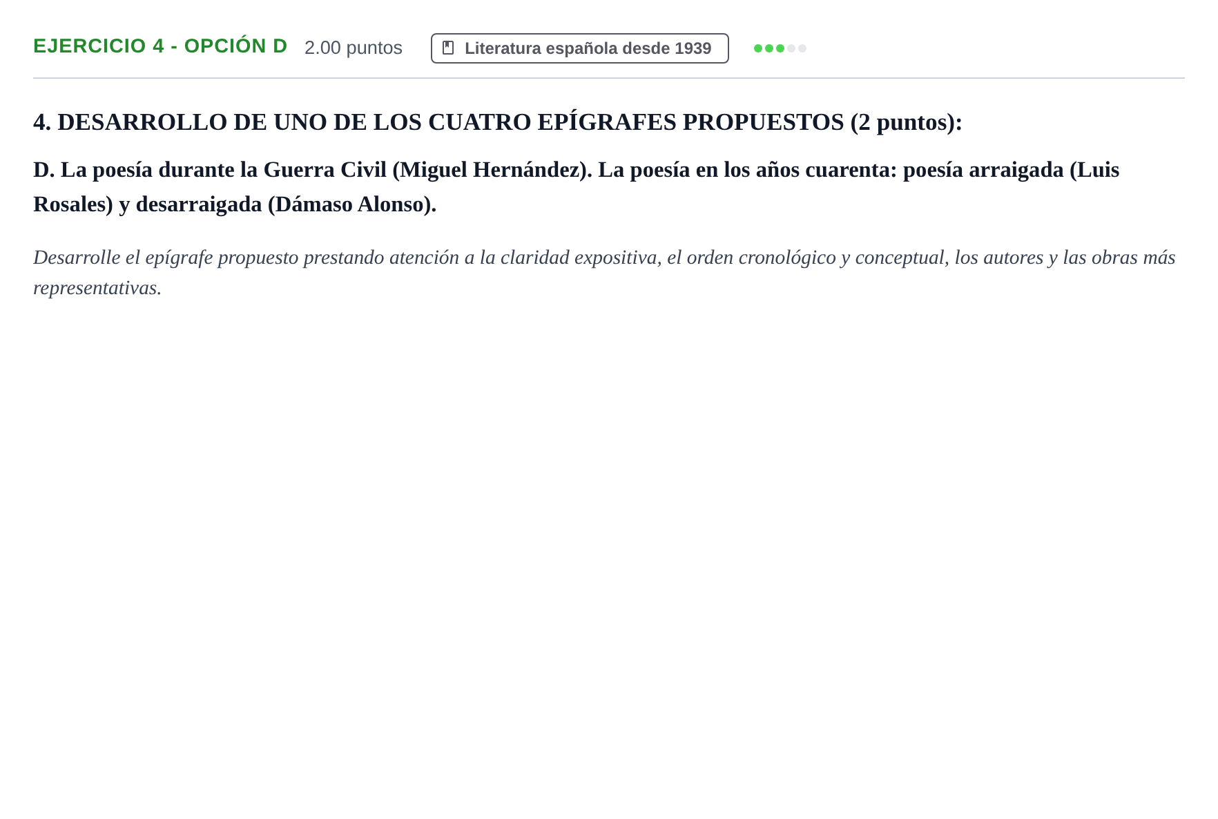 Enunciado: Ejercicio 4 - Opción D · Lengua Castellana y Literatura II PAU Castilla-La Mancha Extraordinaria 2024