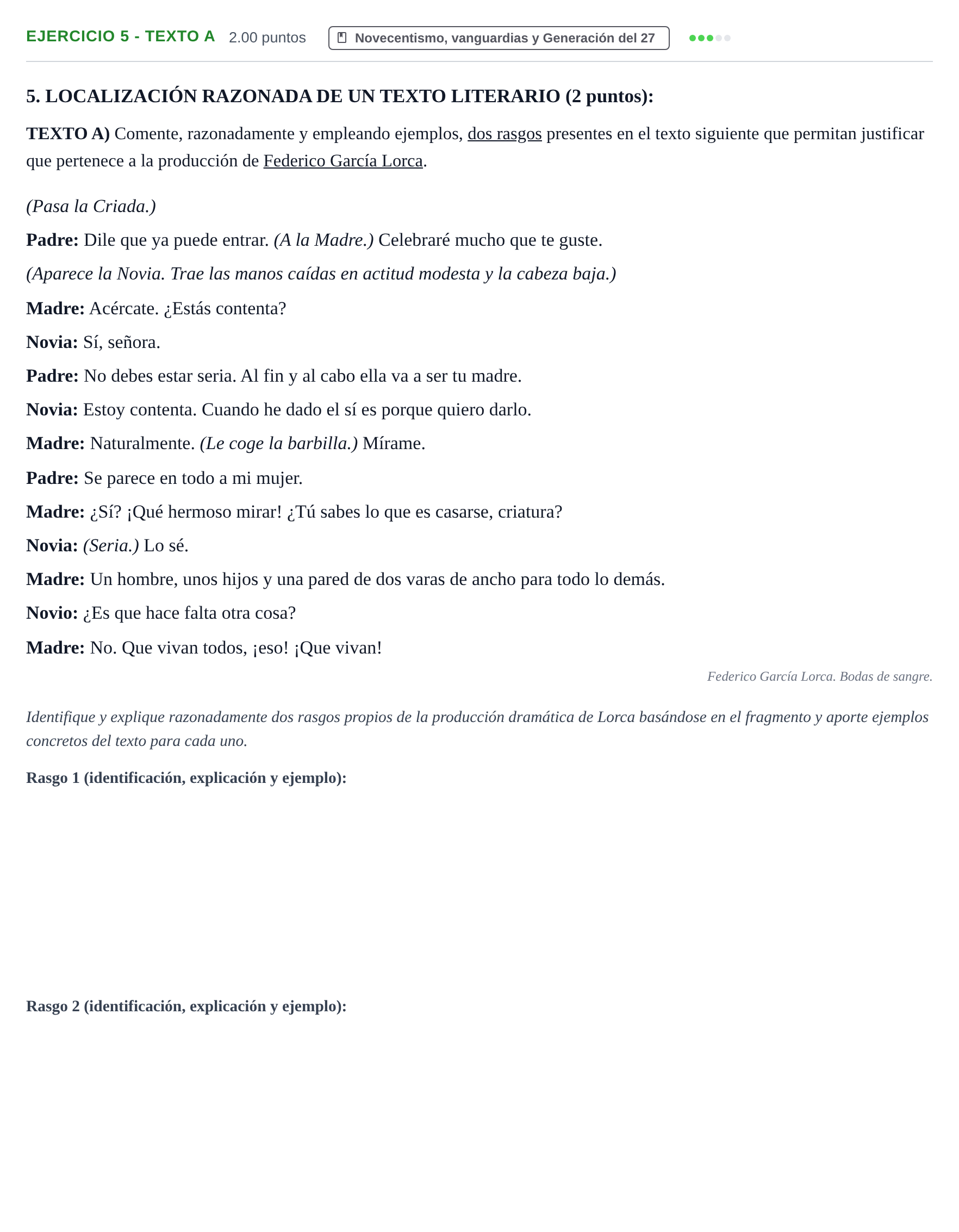 Enunciado: Ejercicio 5 - Texto A · Lengua Castellana y Literatura II PAU Castilla-La Mancha Extraordinaria 2024