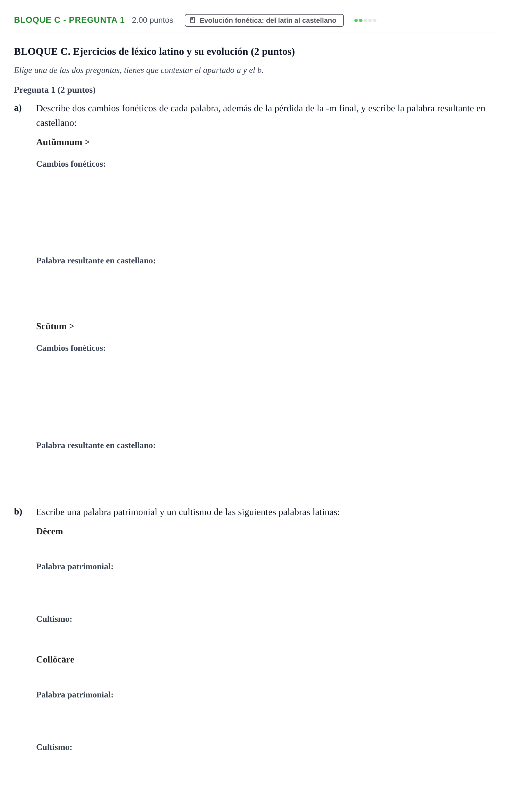 Enunciado: Bloque C - Pregunta 1 · Latín II PAU Castilla-La Mancha Extraordinaria 2024