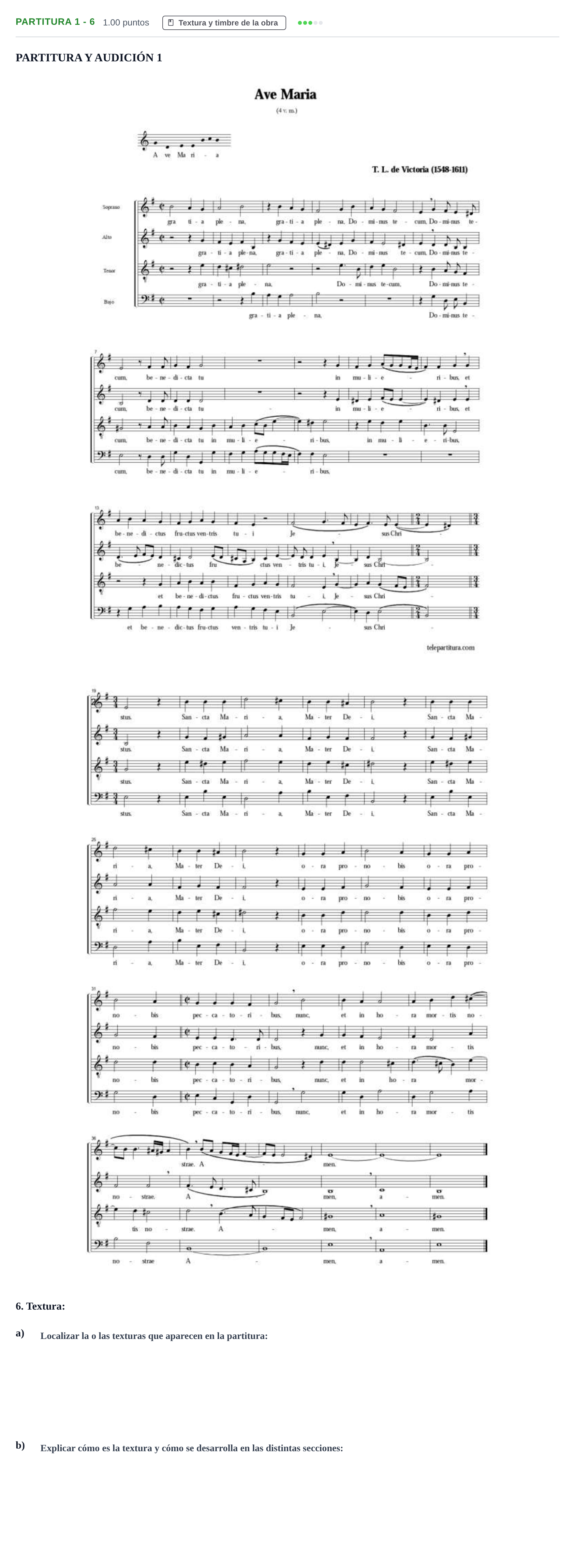 Enunciado: Ejercicio Partitura 1 - 6 · Análisis Musical II PAU Castilla-La Mancha Extraordinaria 2024