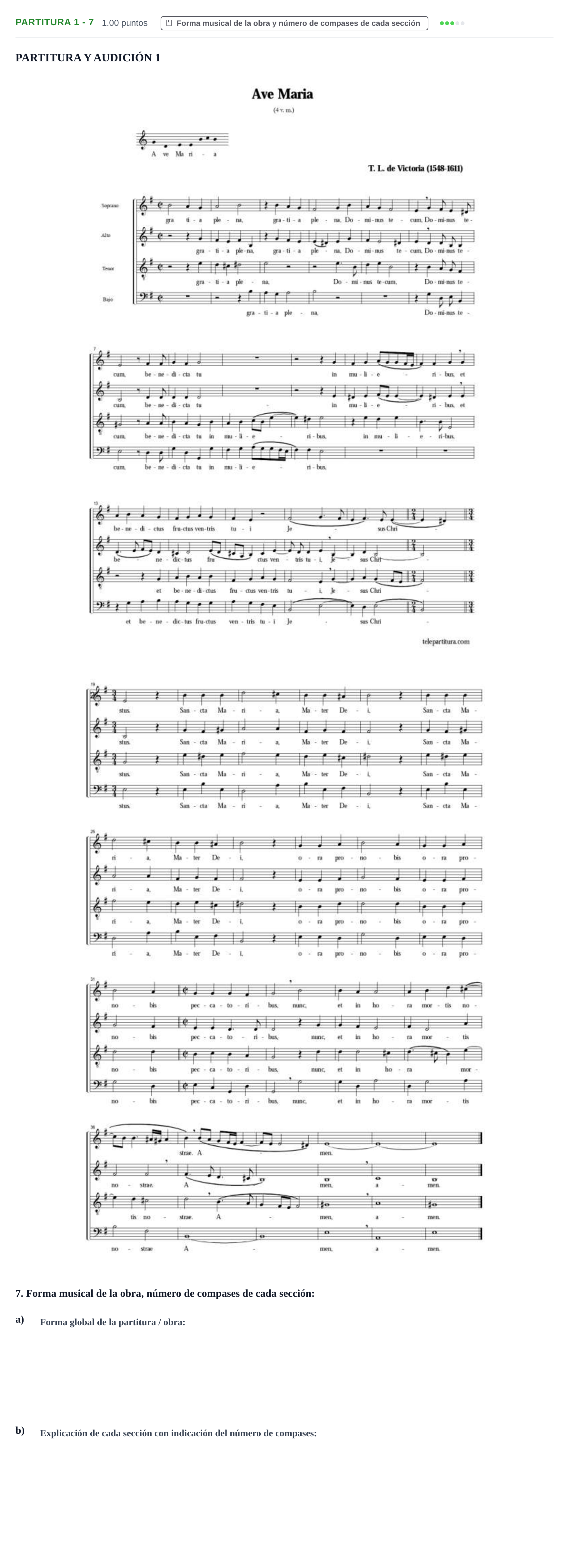 Enunciado: Ejercicio Partitura 1 - 7 · Análisis Musical II PAU Castilla-La Mancha Extraordinaria 2024