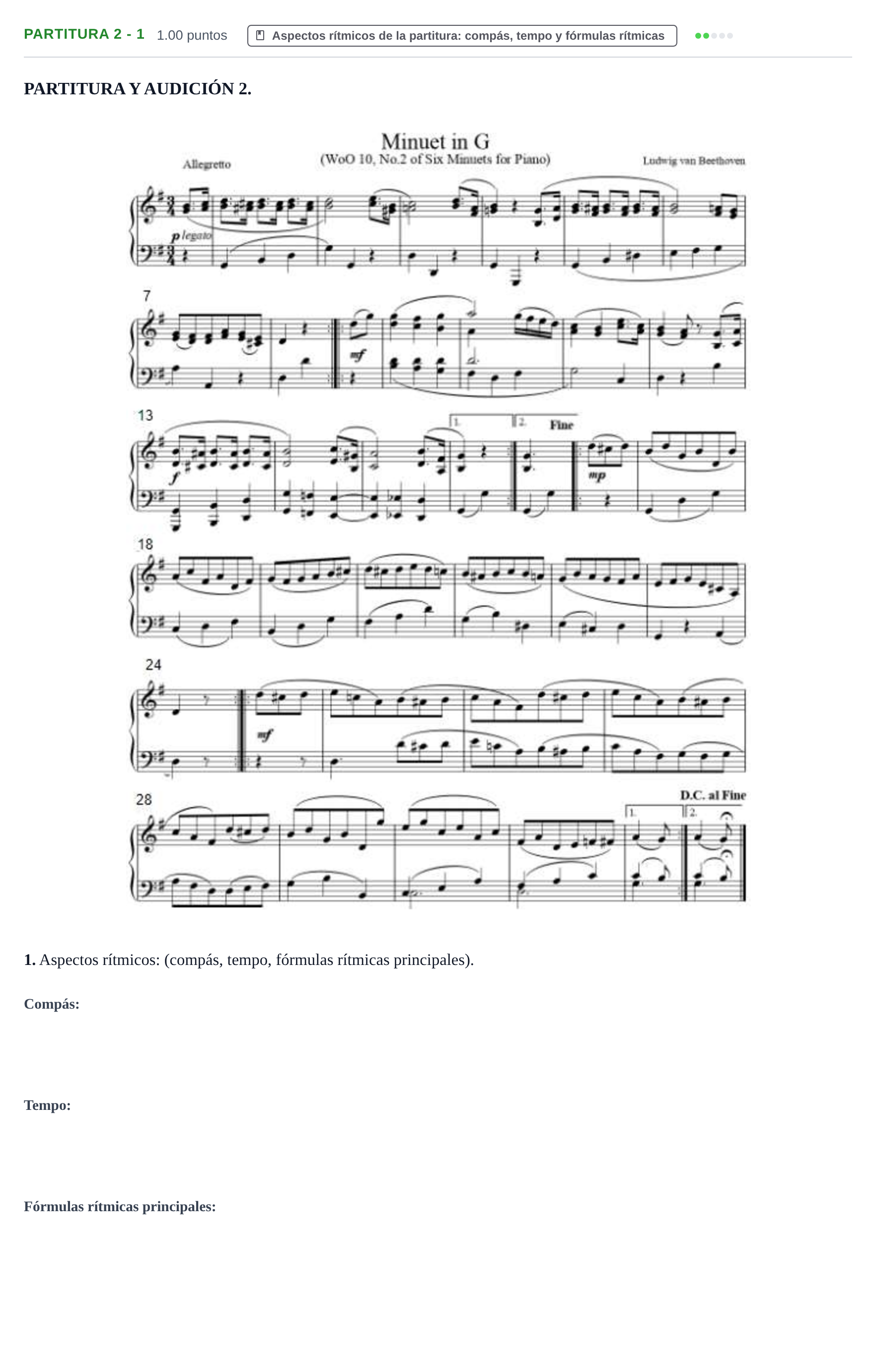 Enunciado: Ejercicio Partitura 2 - 1 · Análisis Musical II PAU Castilla-La Mancha Extraordinaria 2024