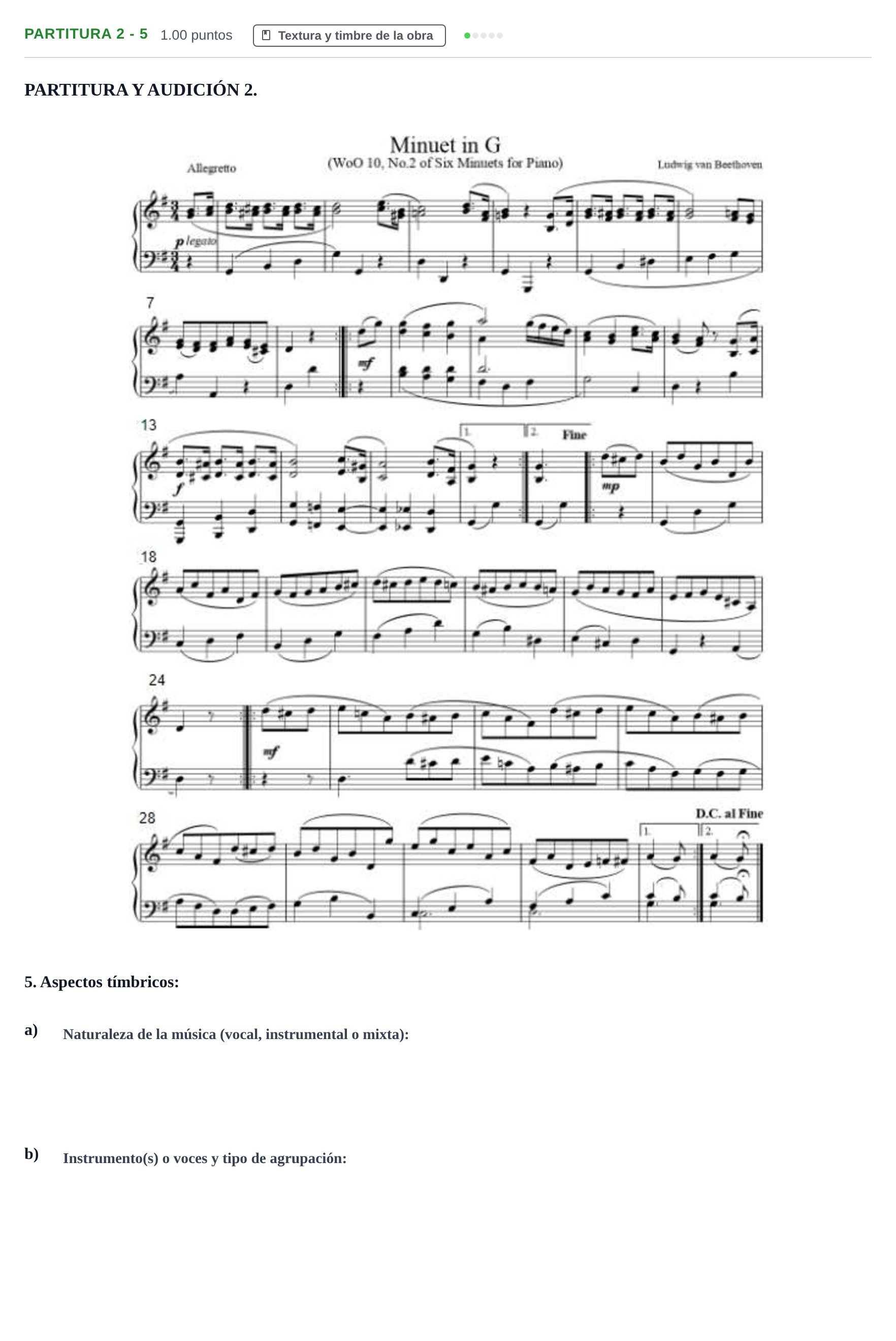 Enunciado: Ejercicio Partitura 2 - 5 · Análisis Musical II PAU Castilla-La Mancha Extraordinaria 2024