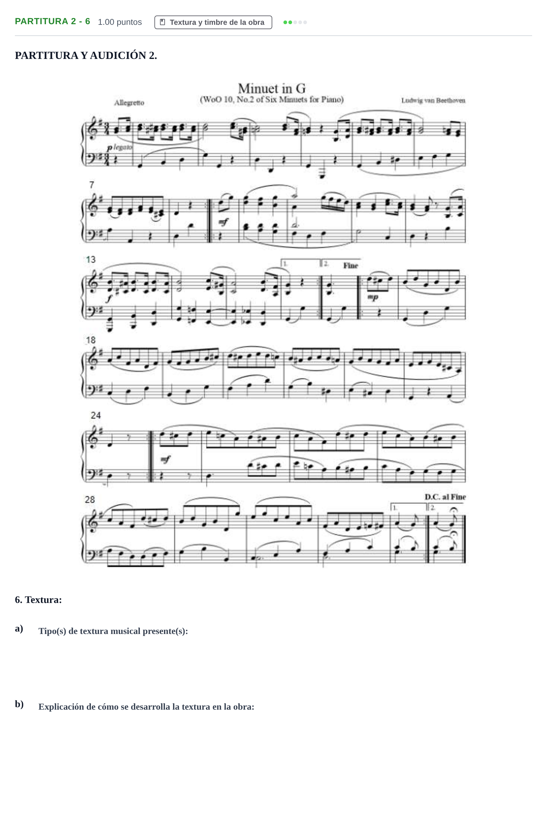 Enunciado: Ejercicio Partitura 2 - 6 · Análisis Musical II PAU Castilla-La Mancha Extraordinaria 2024