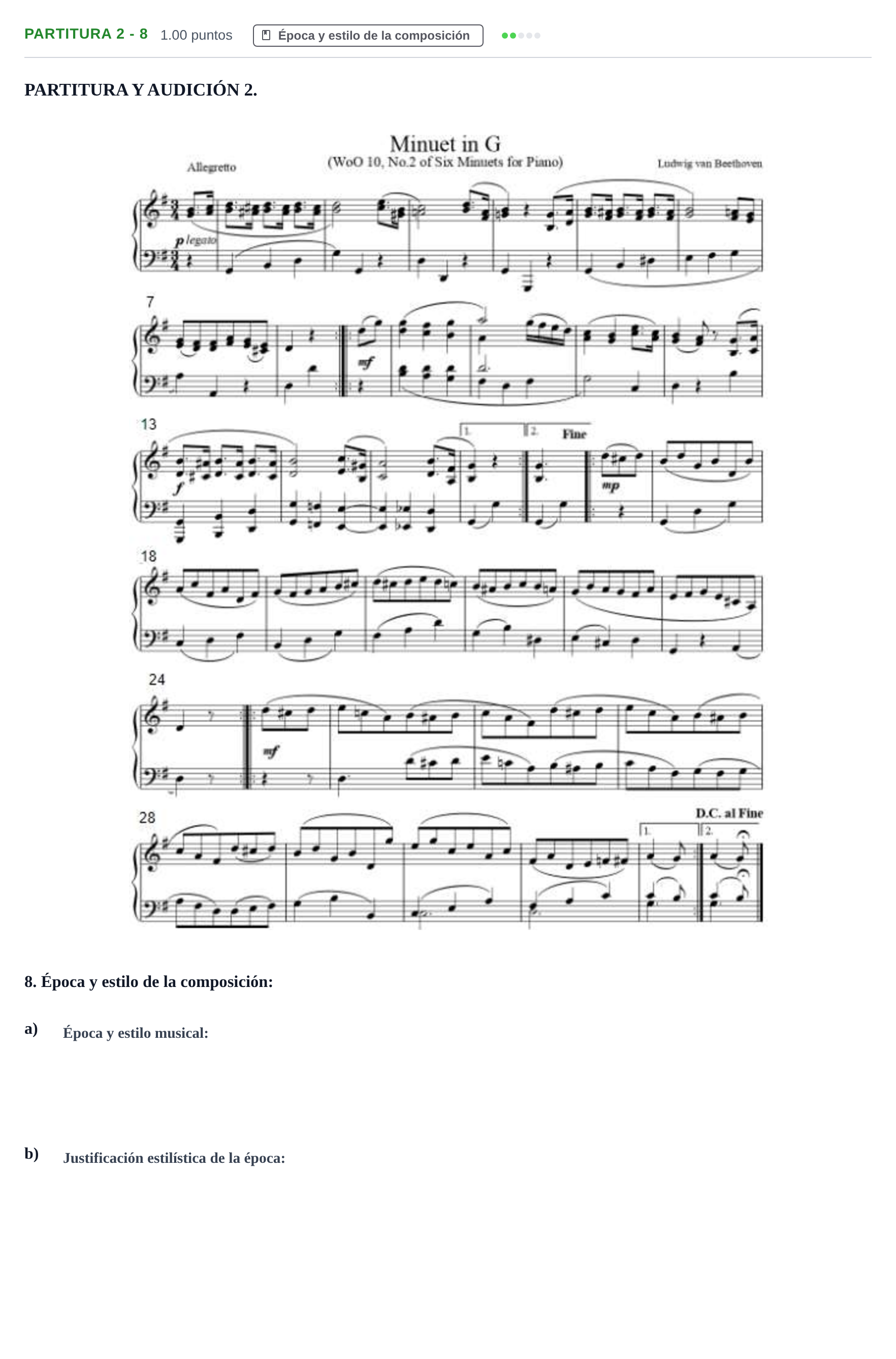 Enunciado: Ejercicio Partitura 2 - 8 · Análisis Musical II PAU Castilla-La Mancha Extraordinaria 2024
