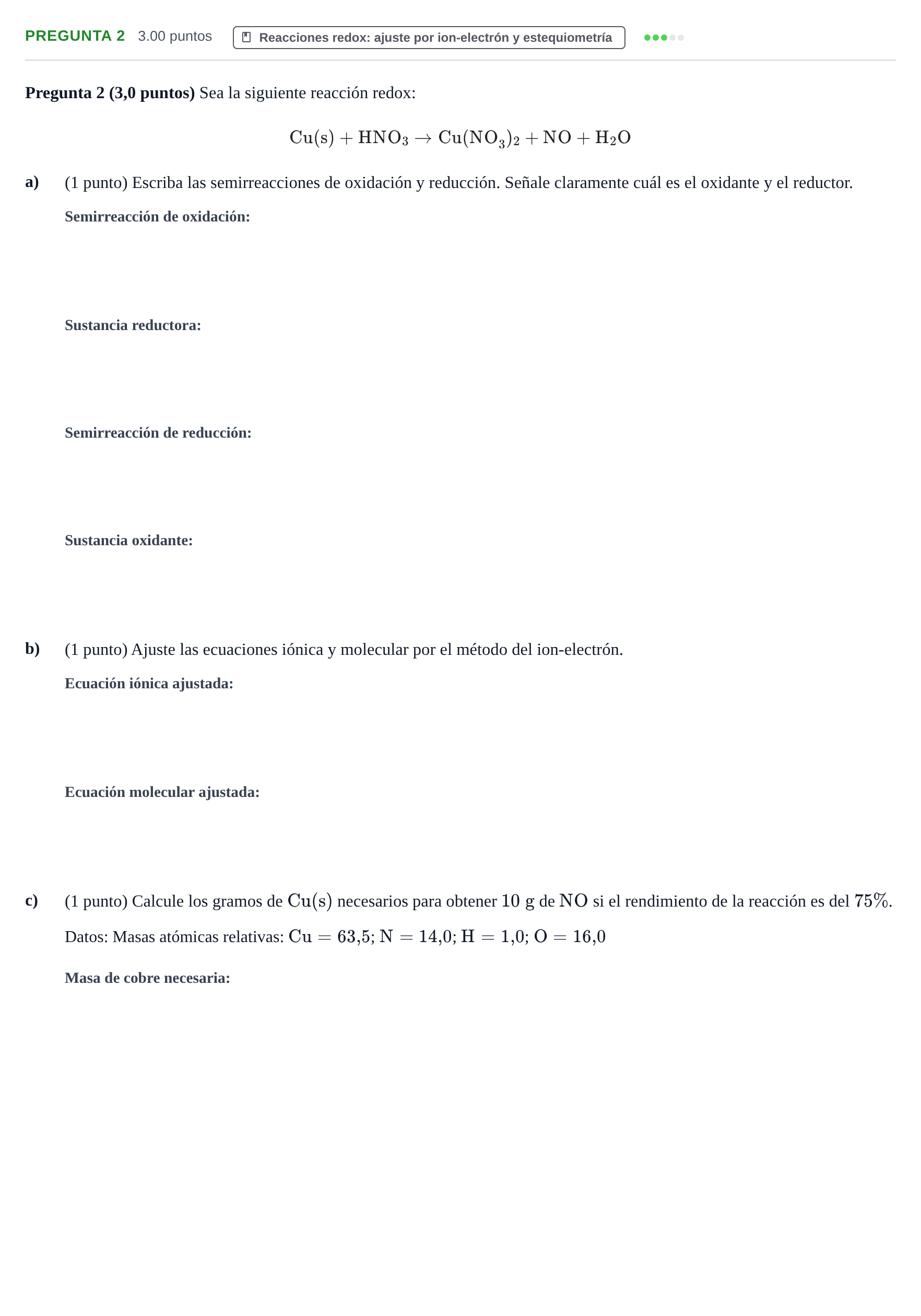 Enunciado: Pregunta 2 · Química PAU Castilla-La Mancha Extraordinaria 2024