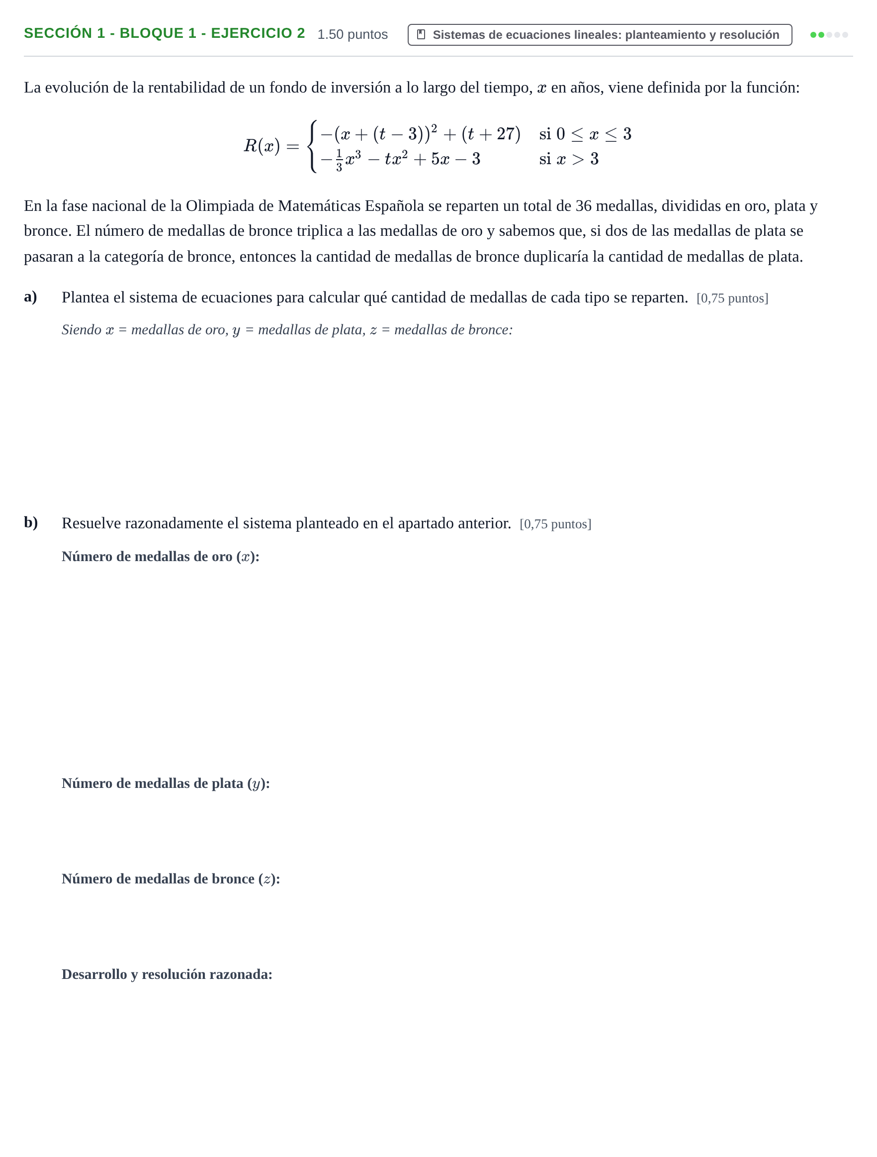 Enunciado: Ejercicio Sección 1 - Bloque 1 - Ejercicio 2 · Matemáticas aplicadas a las Ciencias Sociales II PAU Castilla-La Mancha Ordinaria 2024