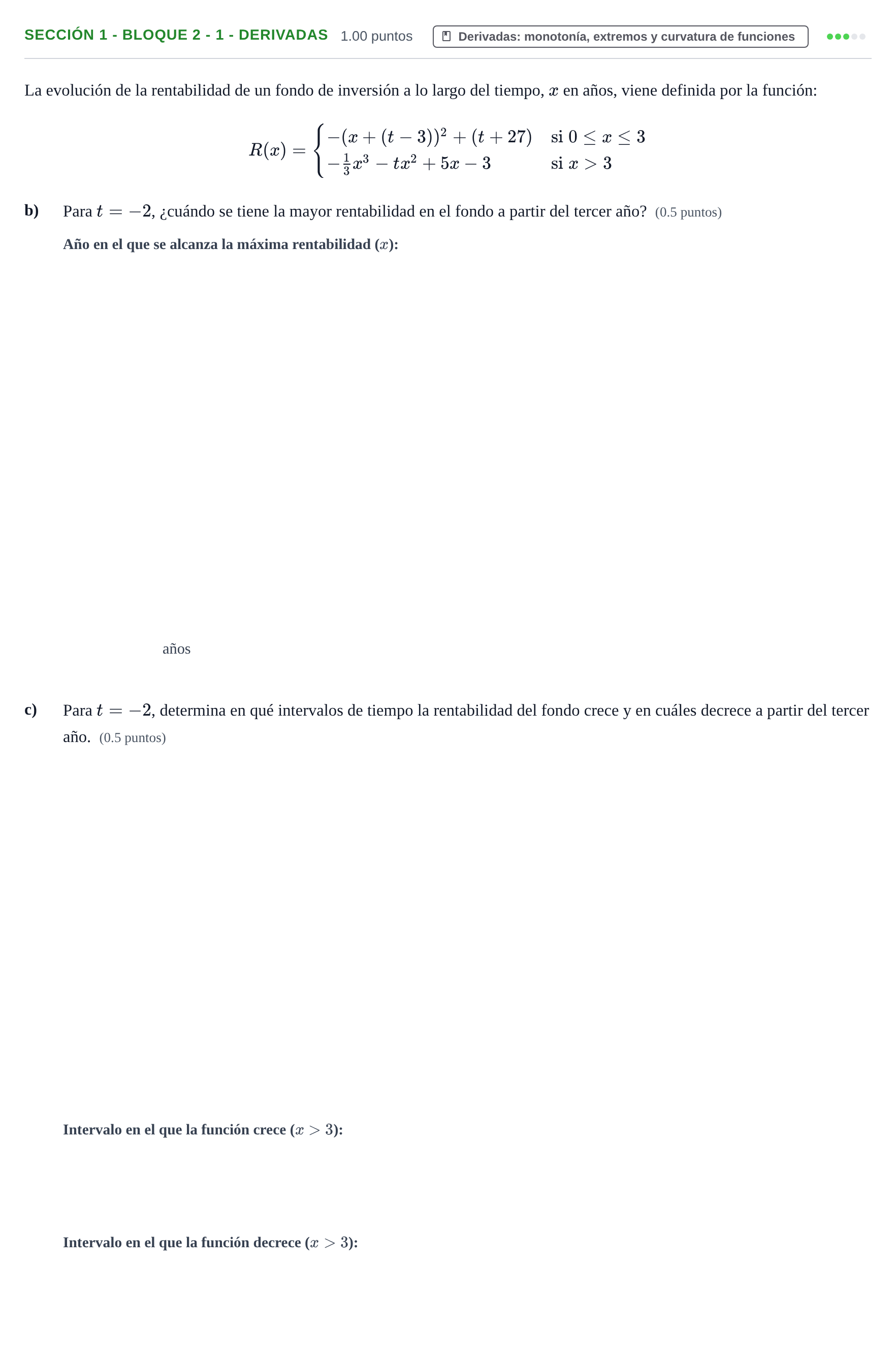Enunciado: Ejercicio Sección 1 - Bloque 2 - 1 - Derivadas · Matemáticas aplicadas a las Ciencias Sociales II PAU Castilla-La Mancha Ordinaria 2024