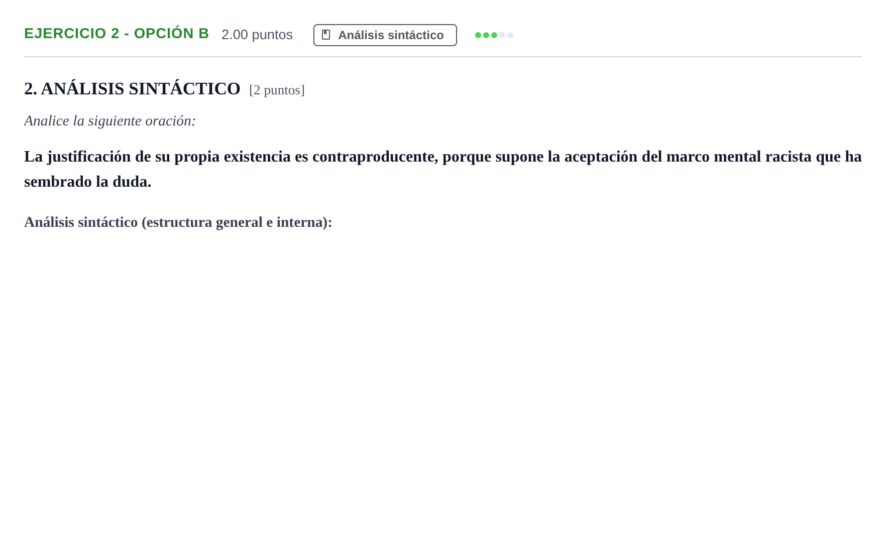 Enunciado: Ejercicio 2 - Opción B · Lengua Castellana y Literatura II PAU Castilla-La Mancha Ordinaria 2024