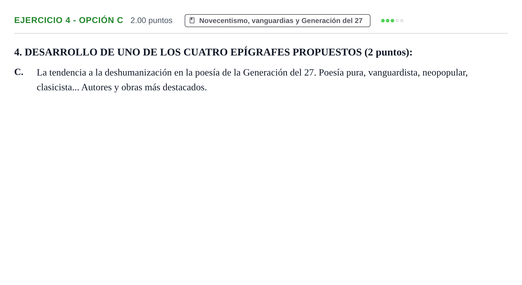 Enunciado: Ejercicio 4 - Opción C · Lengua Castellana y Literatura II PAU Castilla-La Mancha Ordinaria 2024