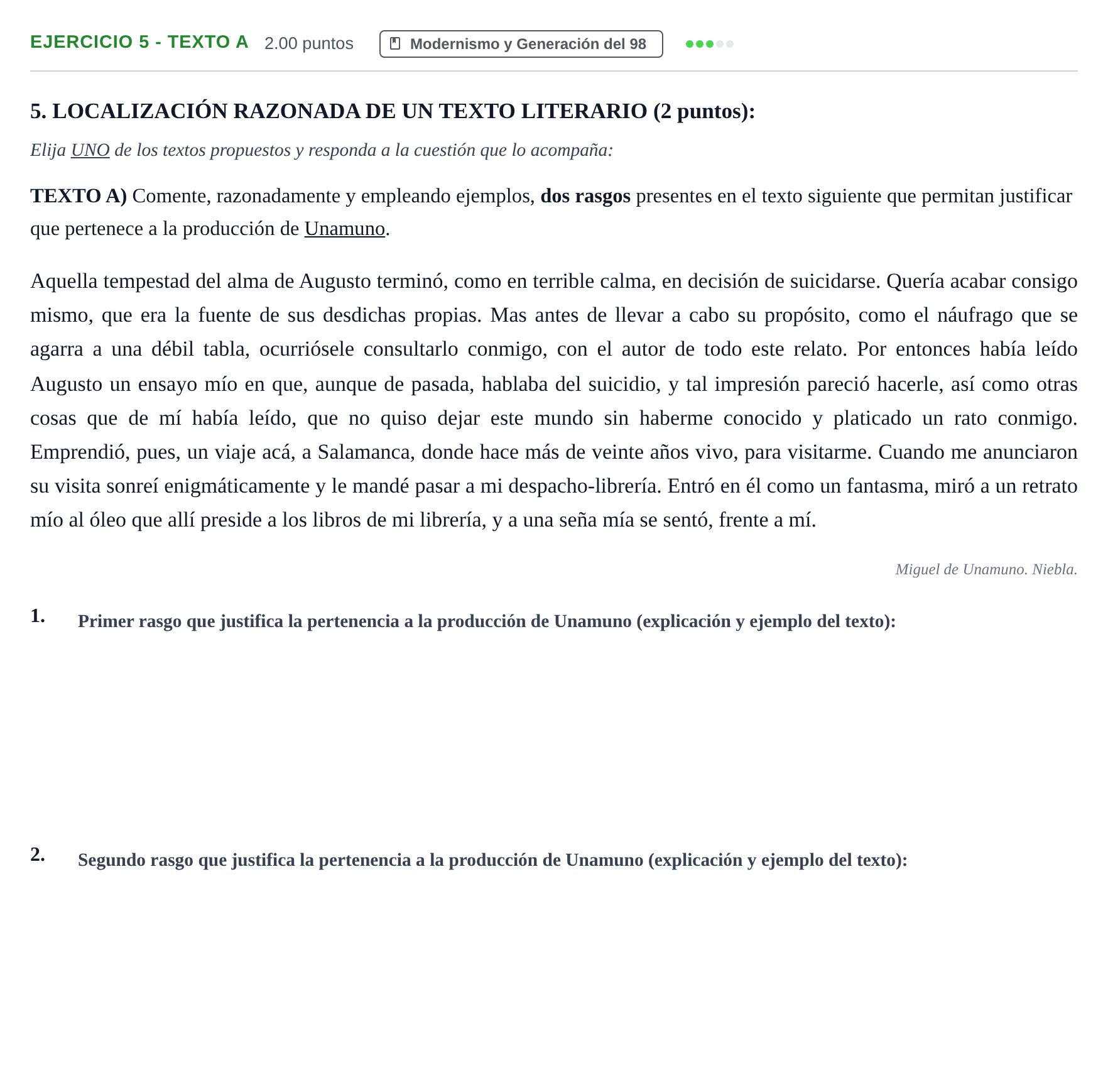 Enunciado: Ejercicio 5 - Texto A · Lengua Castellana y Literatura II PAU Castilla-La Mancha Ordinaria 2024