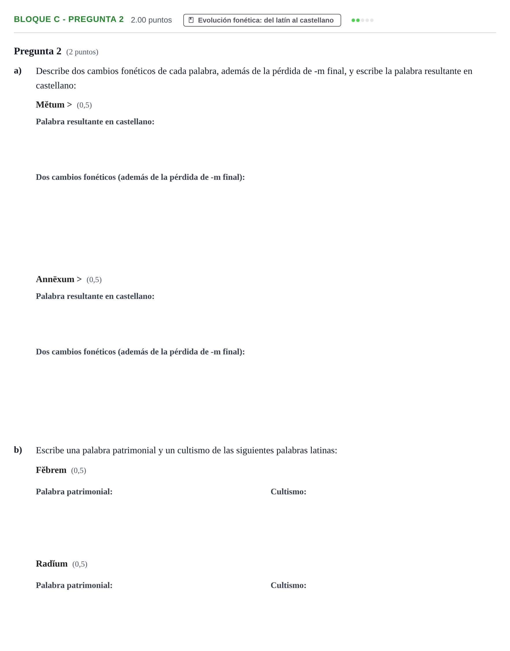 Enunciado: Bloque C - Pregunta 2 · Latín II PAU Castilla-La Mancha Ordinaria 2024