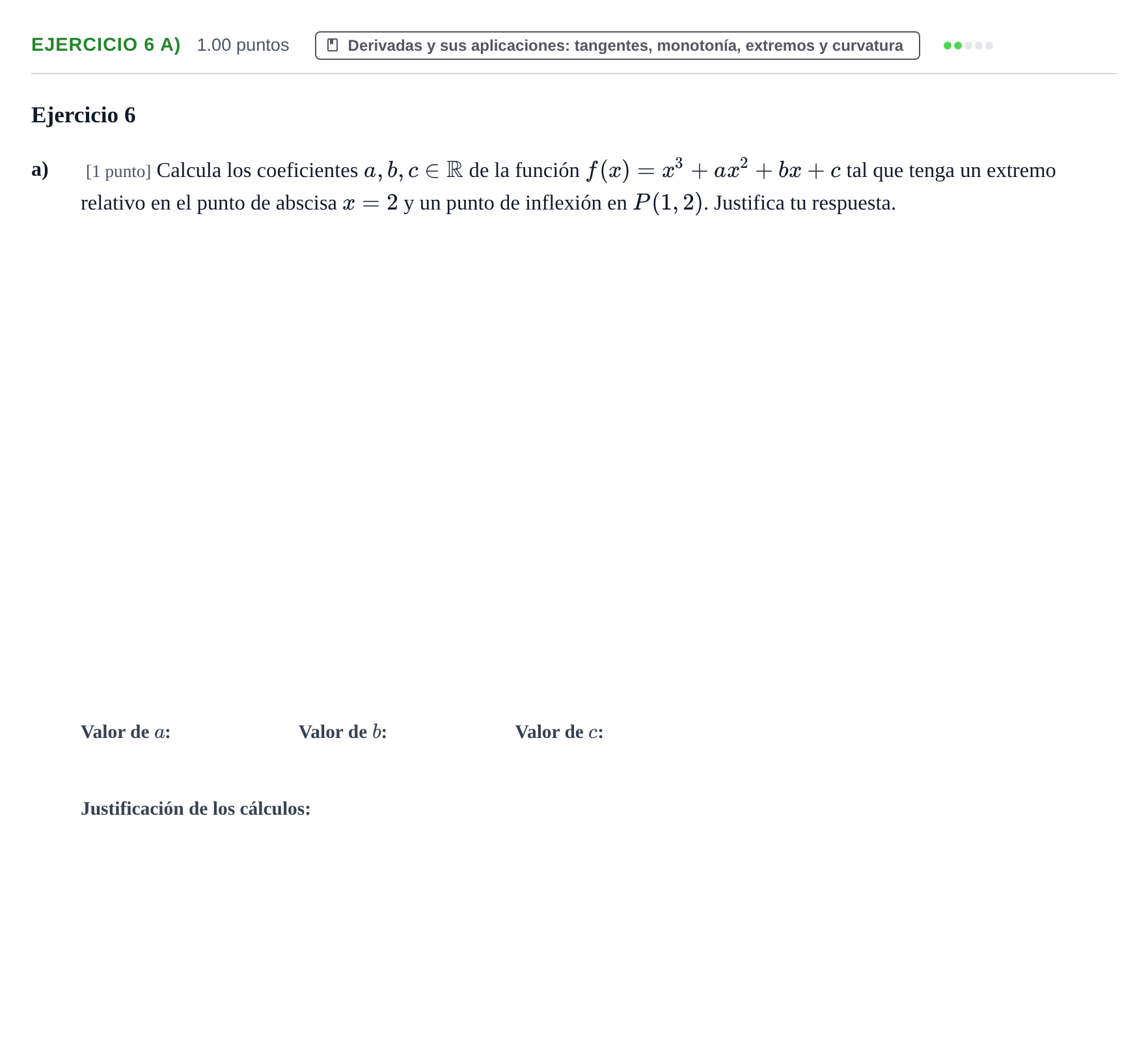 Enunciado: Ejercicio 6 a) - Derivadas y sus aplicaciones · Matemáticas II PAU Castilla-La Mancha Ordinaria 2024