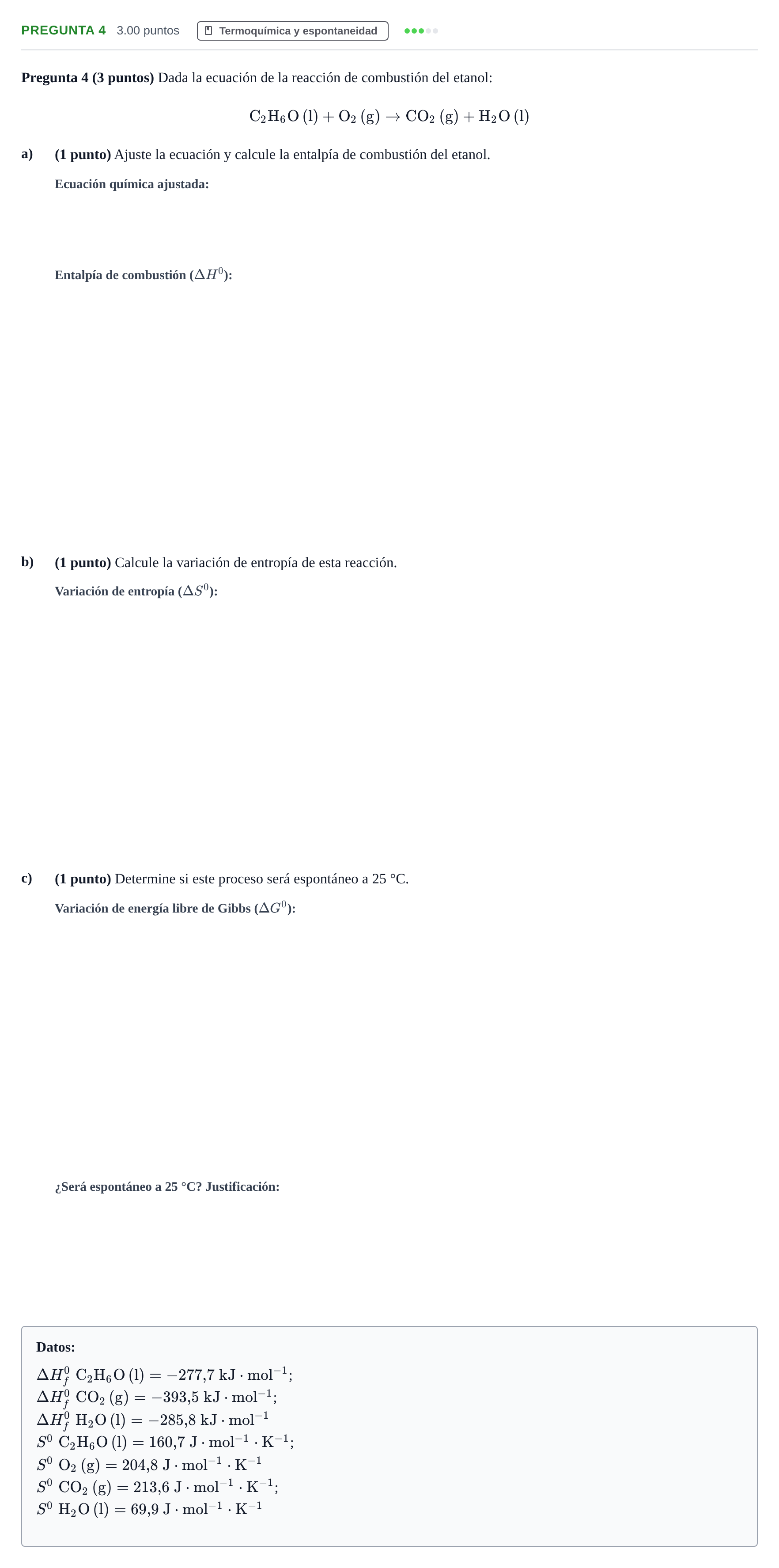 Enunciado: Pregunta 4 · Química PAU Castilla-La Mancha Ordinaria 2024