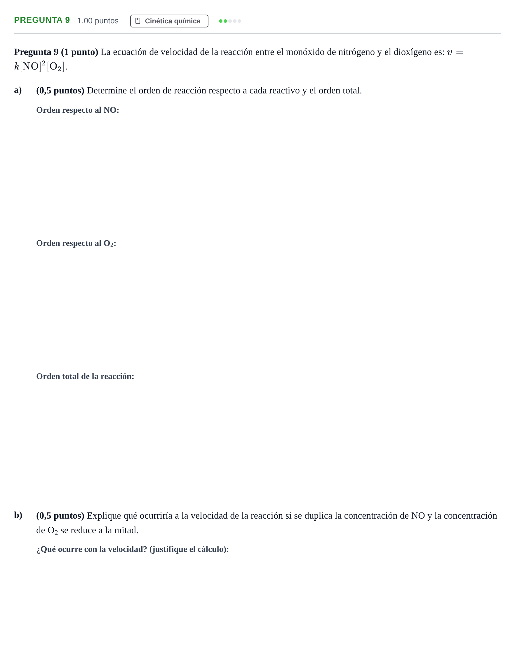 Enunciado: Pregunta 9 · Química PAU Castilla-La Mancha Ordinaria 2024