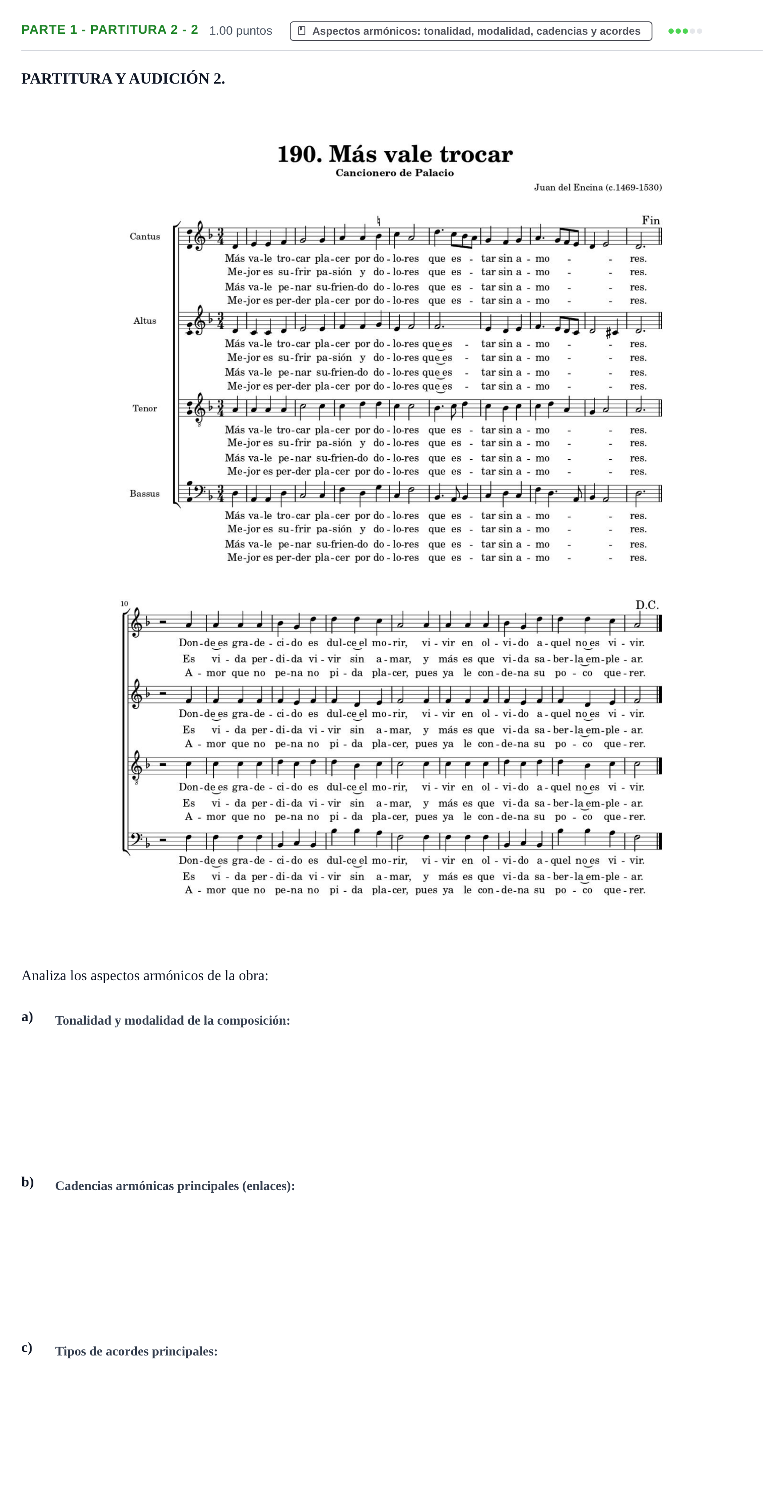 Enunciado: Ejercicio Parte 1 - Partitura 2 - 2 · Análisis Musical II PAU Castilla-La Mancha Ordinaria 2024