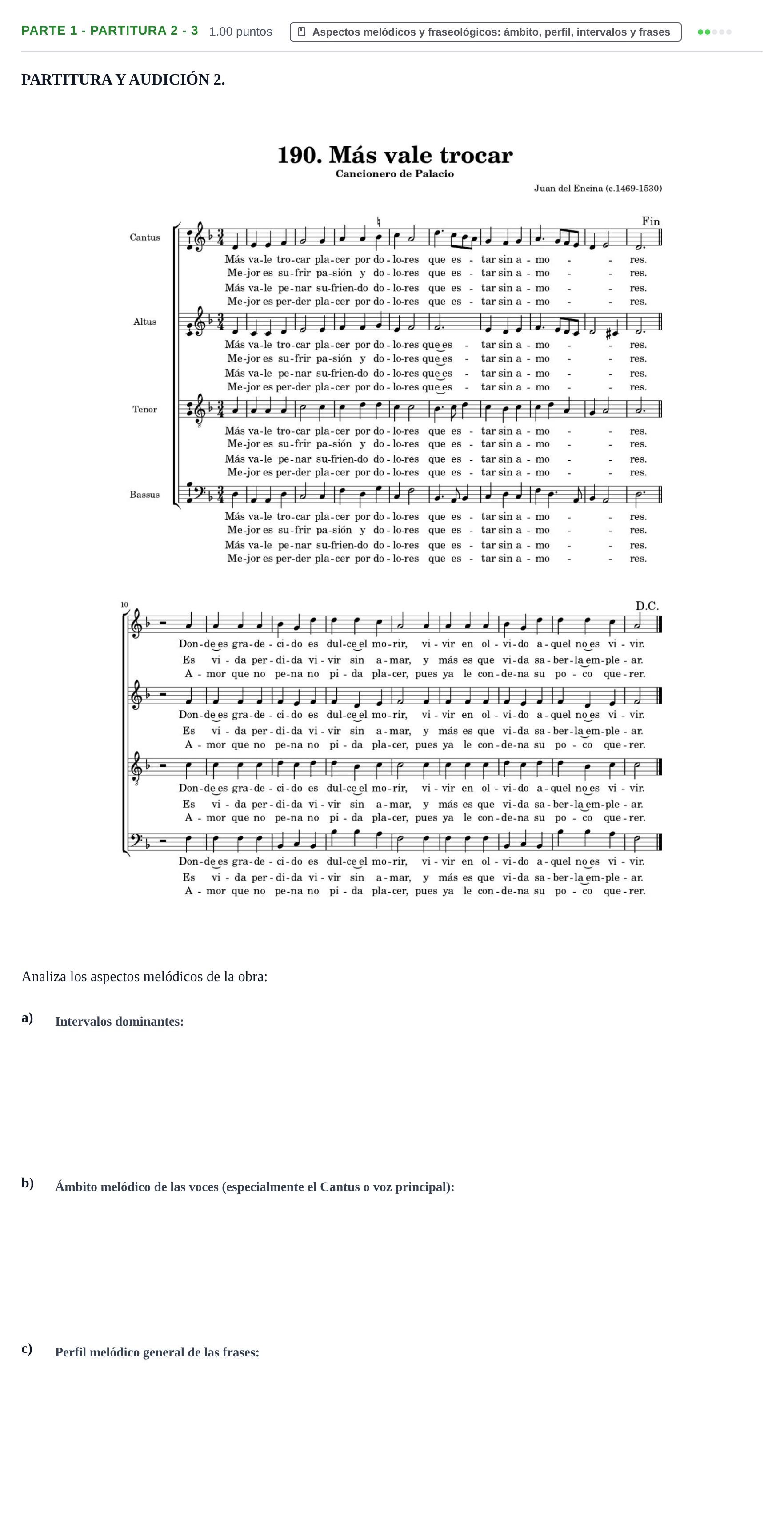 Enunciado: Ejercicio Parte 1 - Partitura 2 - 3 · Análisis Musical II PAU Castilla-La Mancha Ordinaria 2024
