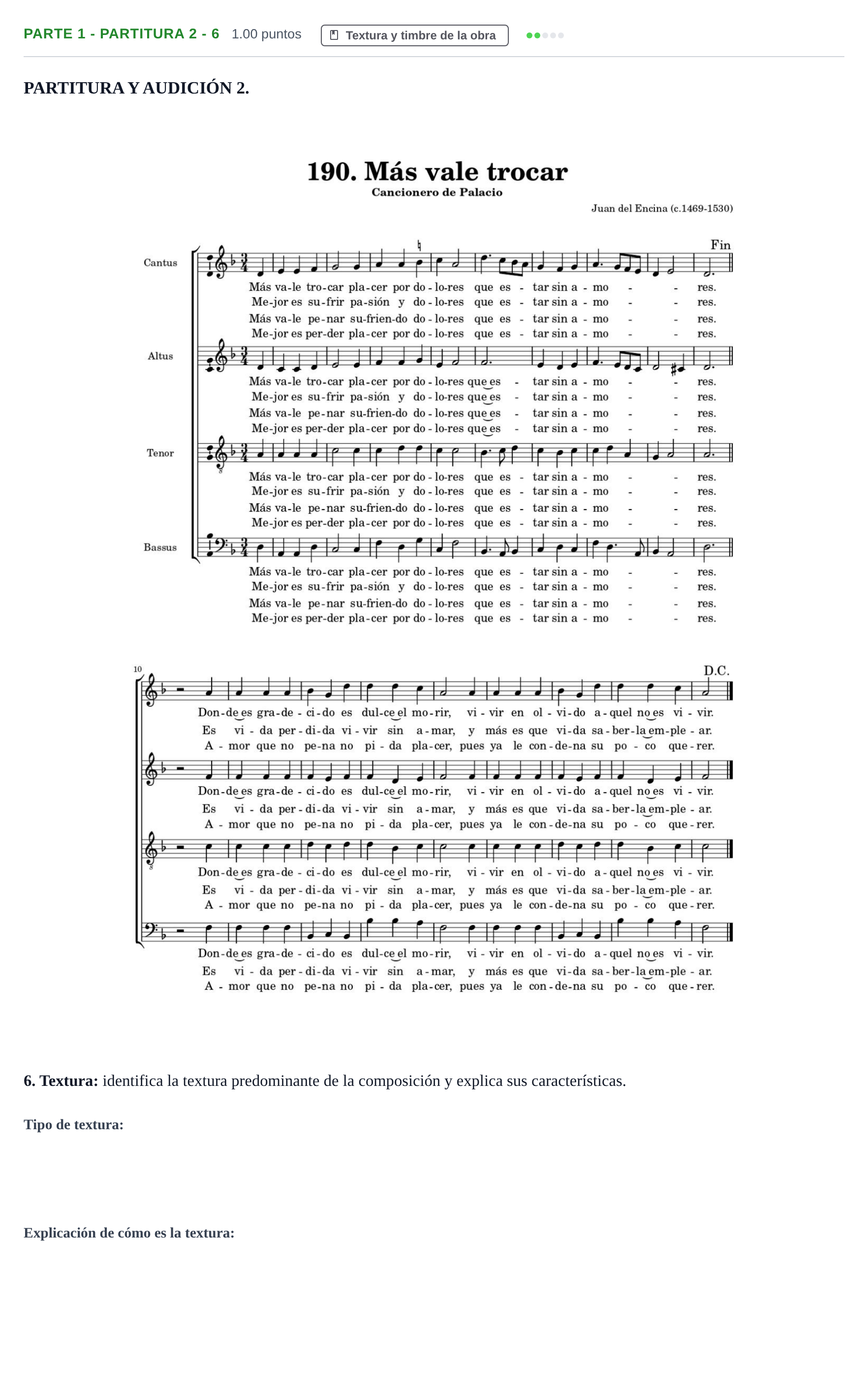 Enunciado: Ejercicio Parte 1 - Partitura 2 - 6 · Análisis Musical II PAU Castilla-La Mancha Ordinaria 2024