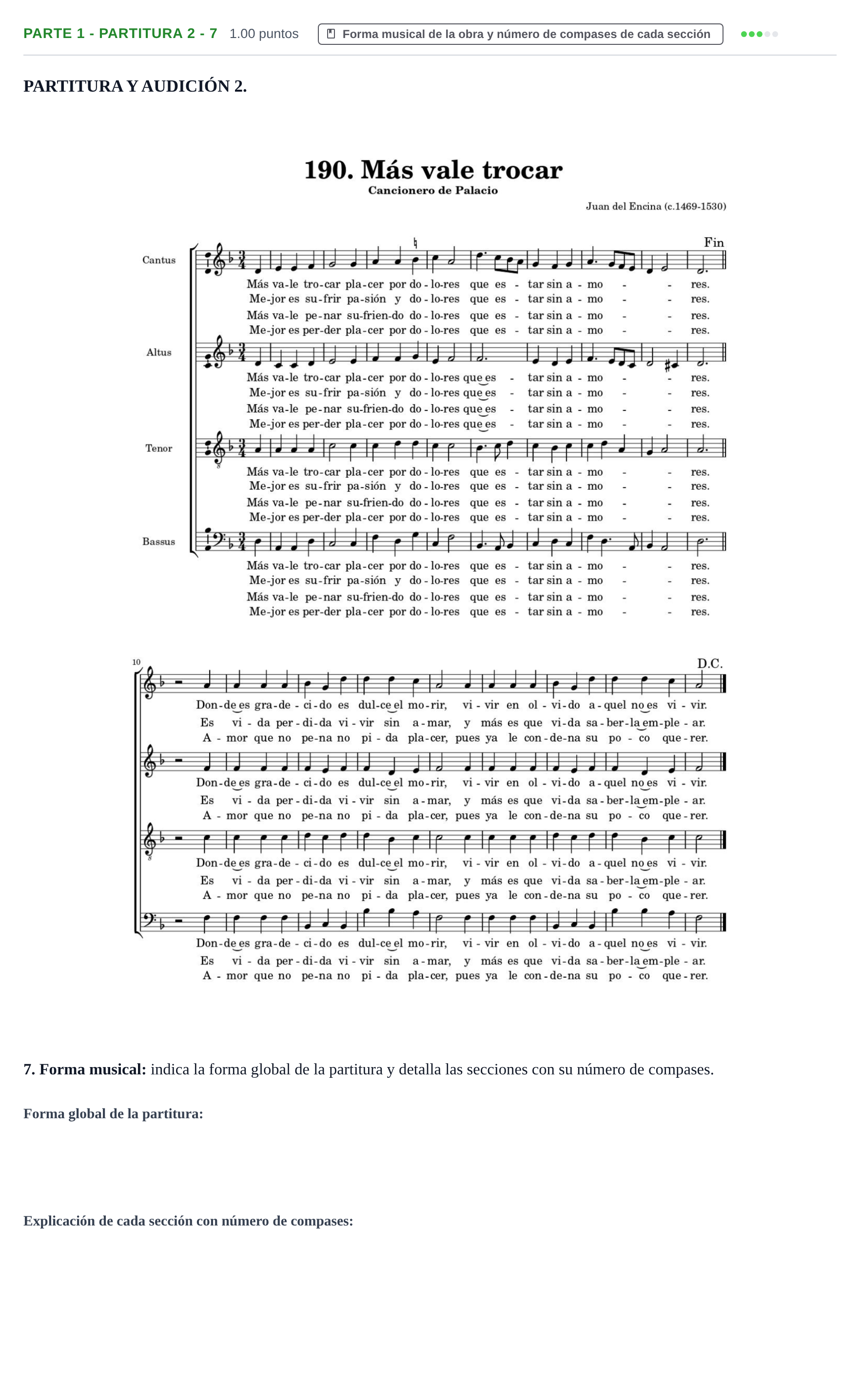 Enunciado: Ejercicio Parte 1 - Partitura 2 - 7 · Análisis Musical II PAU Castilla-La Mancha Ordinaria 2024