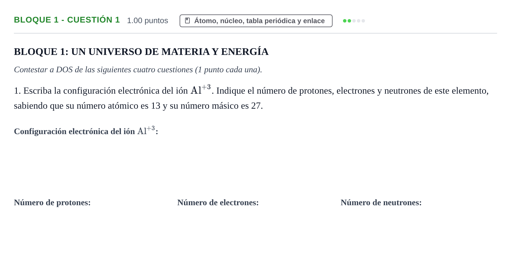 Enunciado: Bloque 1 - Cuestión 1 · Ciencias Generales PAU Castilla-La Mancha Ordinaria 2024