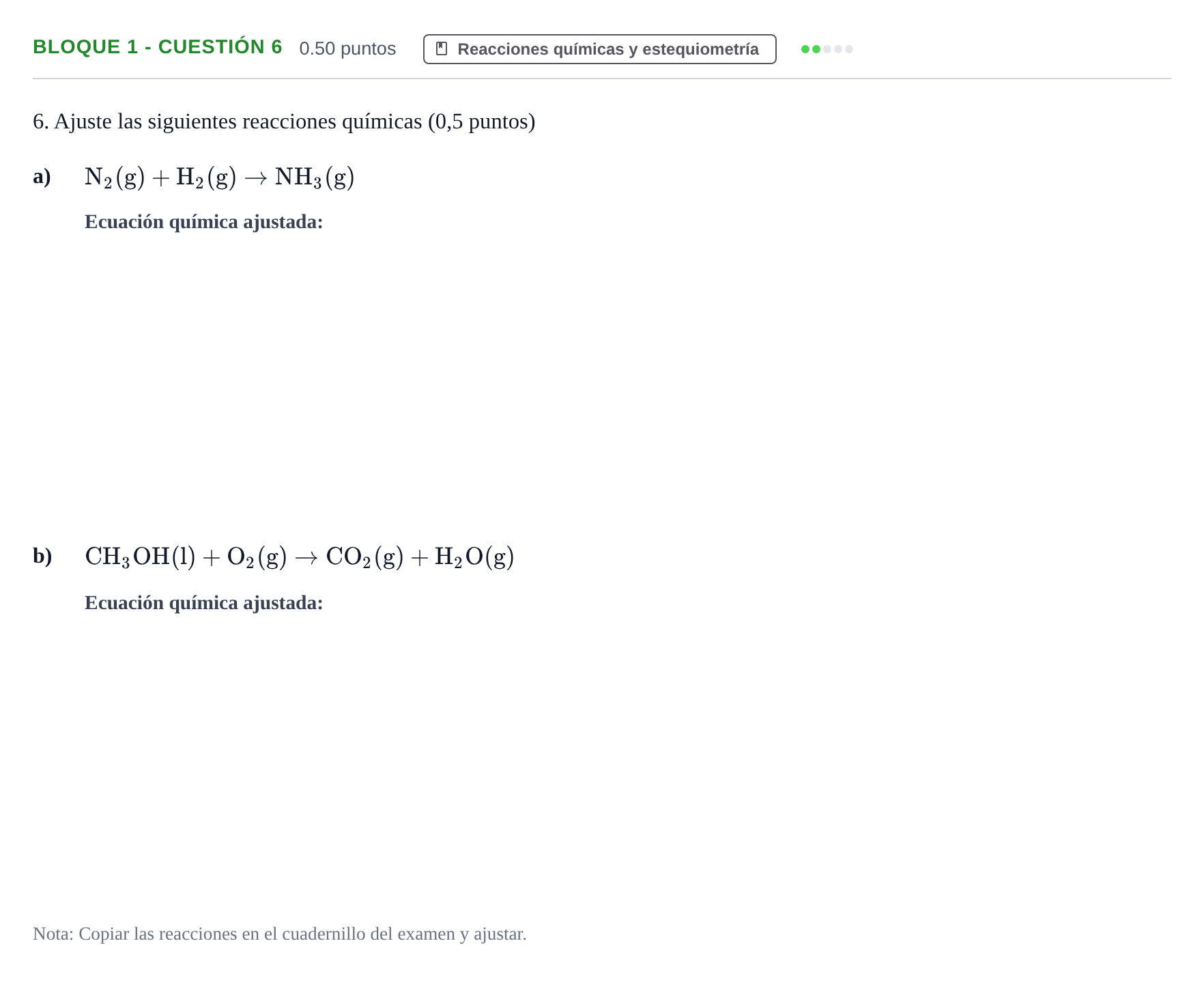 Enunciado: Bloque 1 - Cuestión 6 · Ciencias Generales PAU Castilla-La Mancha Ordinaria 2024