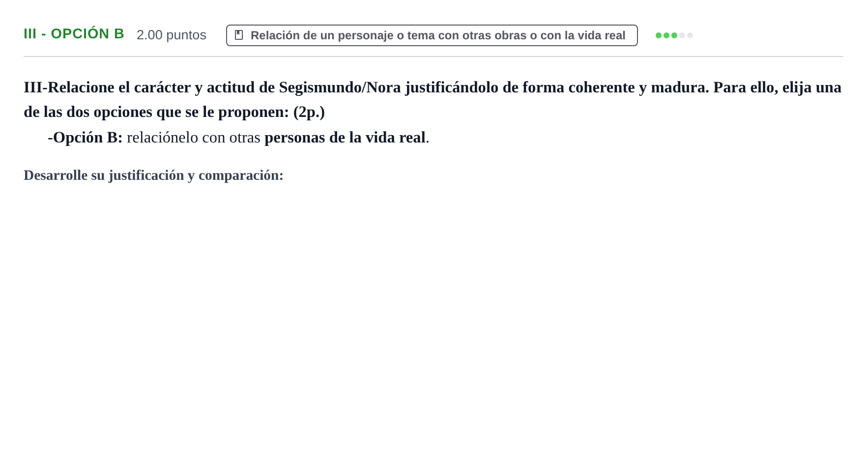 Enunciado: Ejercicio III - Opción B · Literatura Dramática PAU Castilla-La Mancha Extraordinaria 2024