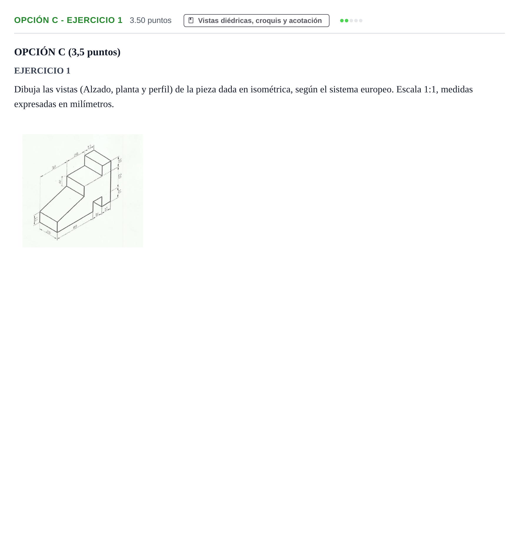 Enunciado: Opción C - Ejercicio 1 · Dibujo Técnico Aplicado a las Artes Plásticas y al Diseño PAU Castilla-La Mancha Ordinaria 2024