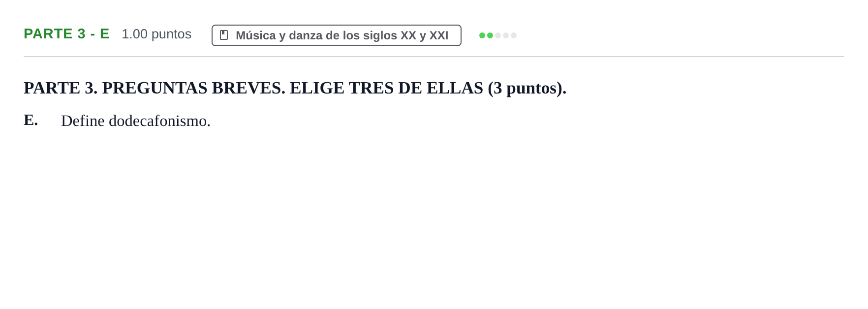 Enunciado: Ejercicio Parte 3 - E · Historia de la Música y de la Danza PAU Castilla-La Mancha Ordinaria 2024