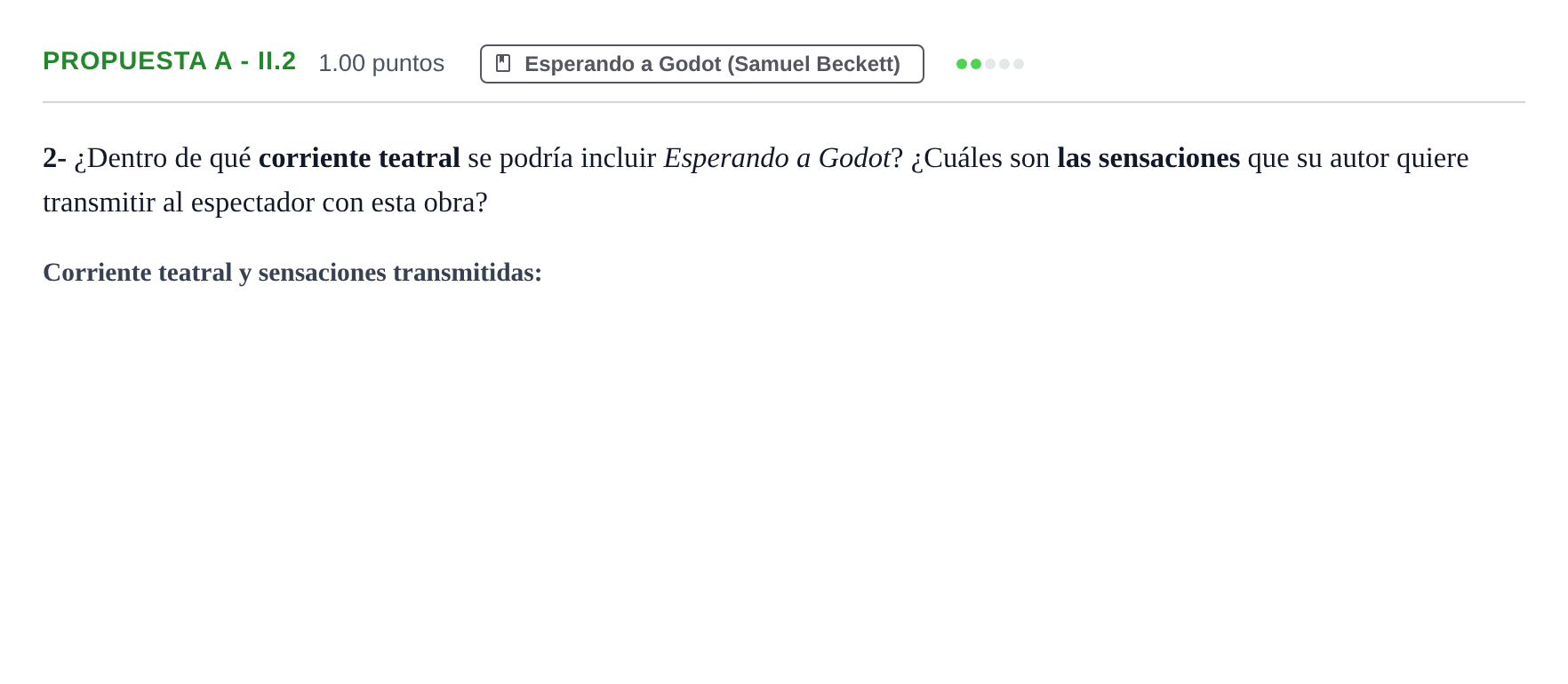 Enunciado: Ejercicio Propuesta A - II.2 · Literatura Dramática PAU Castilla-La Mancha Ordinaria 2024