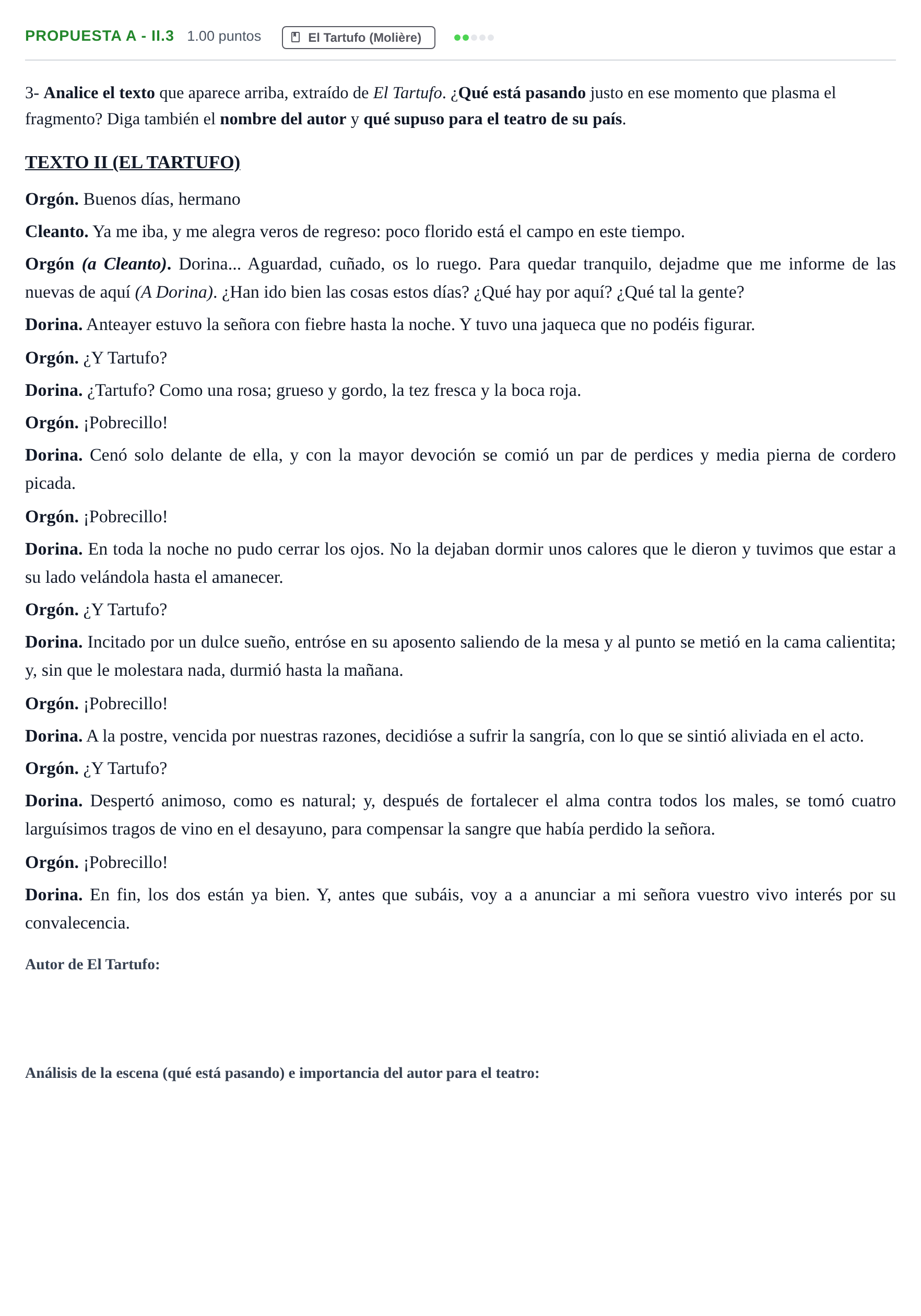 Enunciado: Ejercicio Propuesta A - II.3 · Literatura Dramática PAU Castilla-La Mancha Ordinaria 2024