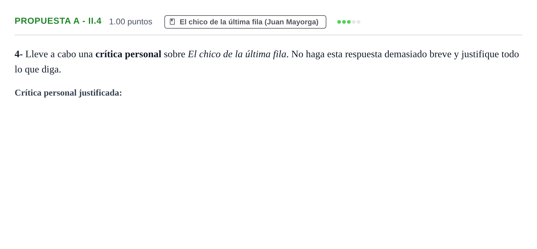 Enunciado: Ejercicio Propuesta A - II.4 · Literatura Dramática PAU Castilla-La Mancha Ordinaria 2024