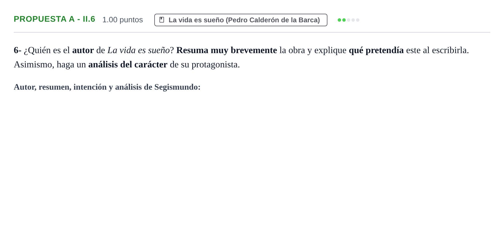 Enunciado: Ejercicio Propuesta A - II.6 · Literatura Dramática PAU Castilla-La Mancha Ordinaria 2024