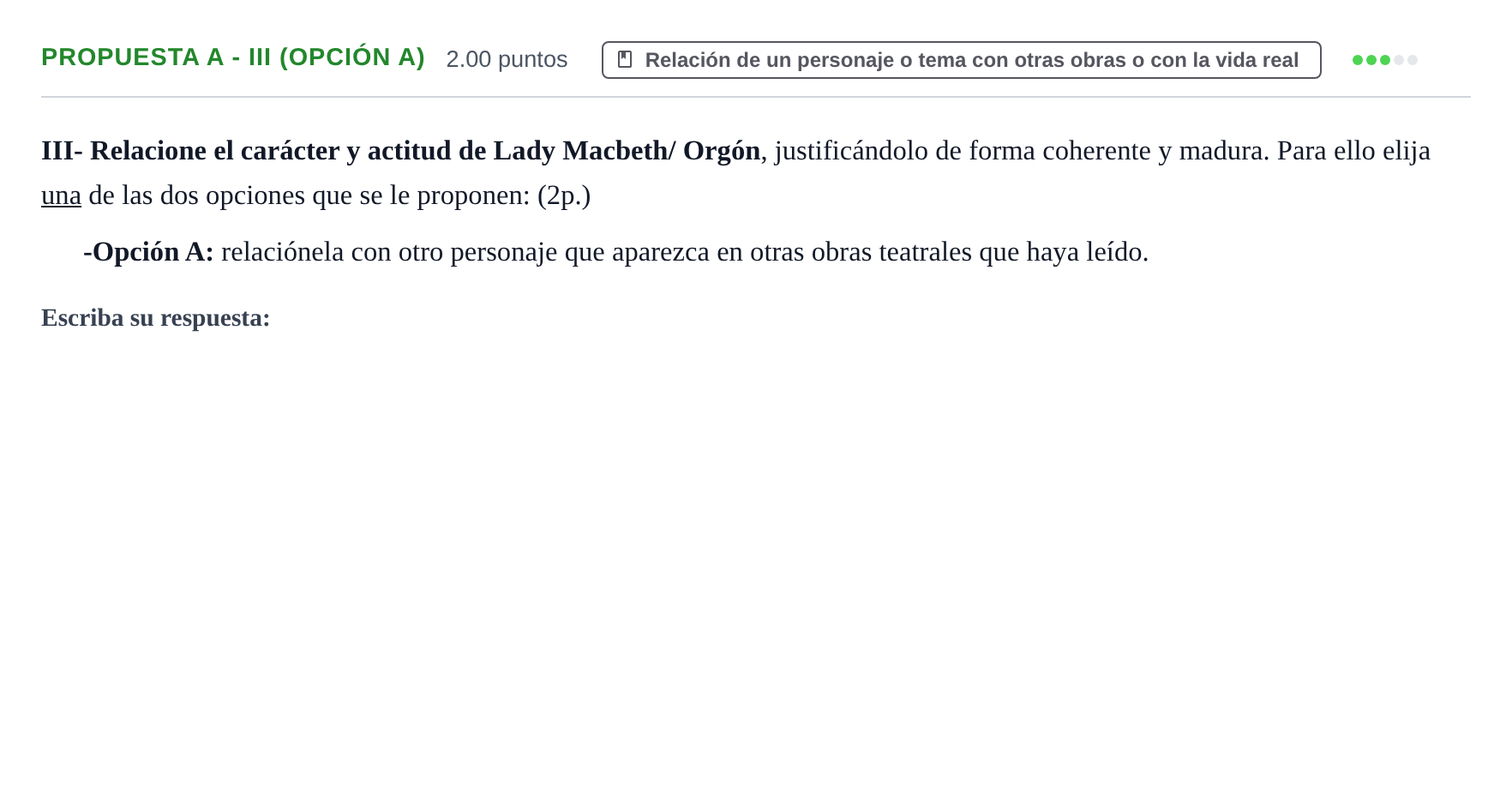 Enunciado: Ejercicio Propuesta A - III (Opción A) · Literatura Dramática PAU Castilla-La Mancha Ordinaria 2024