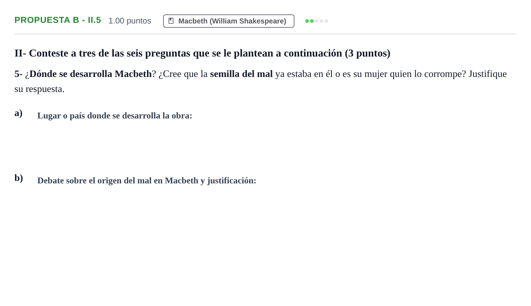 Enunciado: Ejercicio Propuesta B - II.5 · Literatura Dramática PAU Castilla-La Mancha Ordinaria 2024