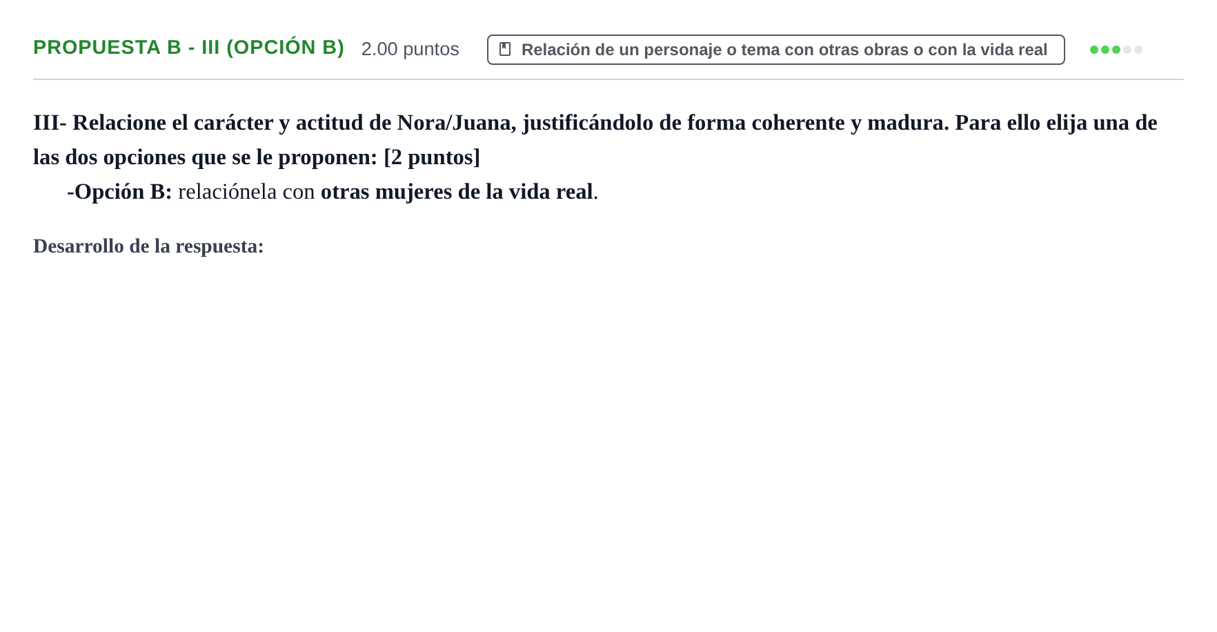 Enunciado: Ejercicio Propuesta B - III (Opción B) · Literatura Dramática PAU Castilla-La Mancha Ordinaria 2024