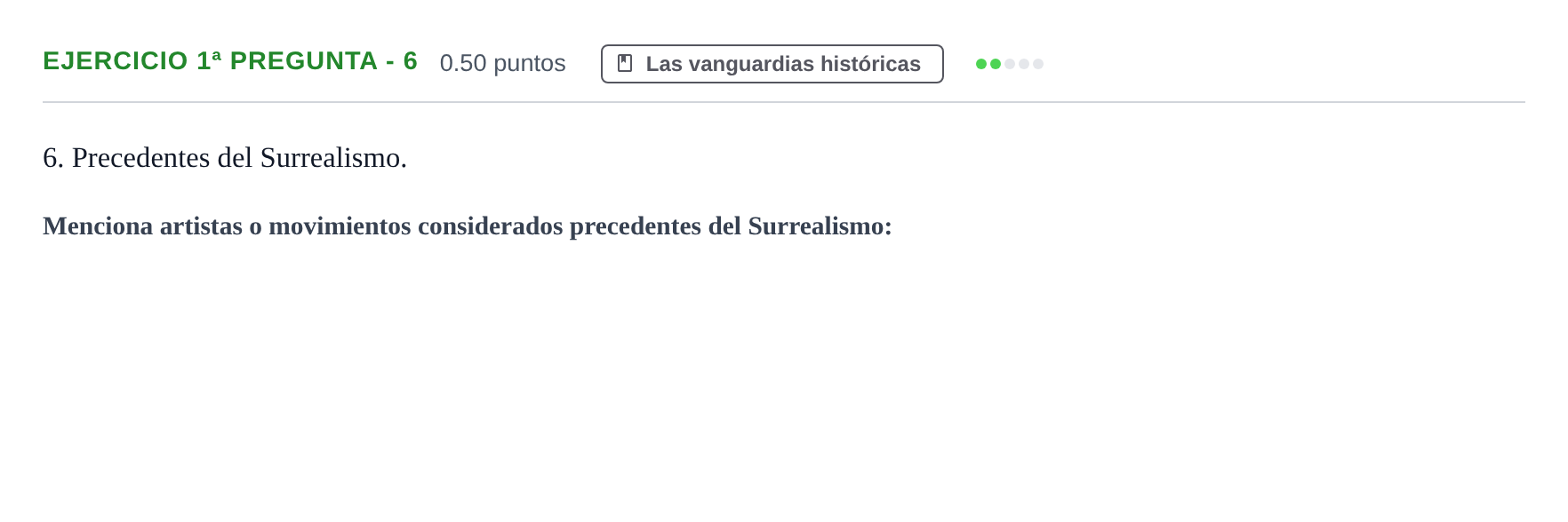 Enunciado: Ejercicio 1ª pregunta - 6 · Movimientos Culturales y Artísticos PAU Castilla-La Mancha Extraordinaria 2024