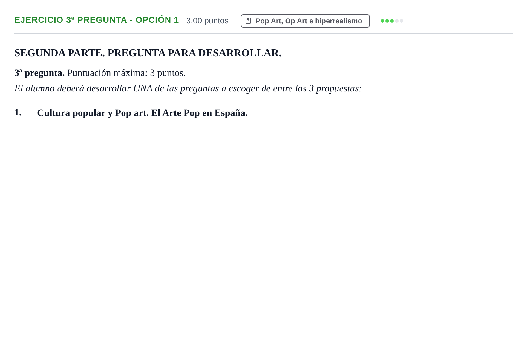 Enunciado: Ejercicio 3ª pregunta - Opción 1 · Movimientos Culturales y Artísticos PAU Castilla-La Mancha Extraordinaria 2024