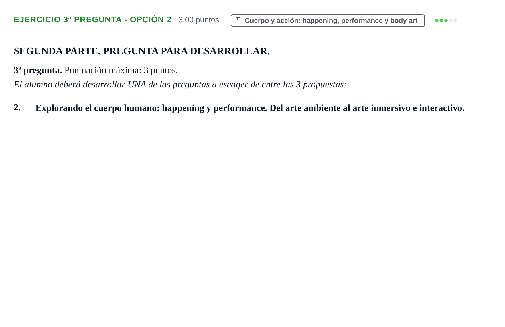 Enunciado: Ejercicio 3ª pregunta - Opción 2 · Movimientos Culturales y Artísticos PAU Castilla-La Mancha Extraordinaria 2024