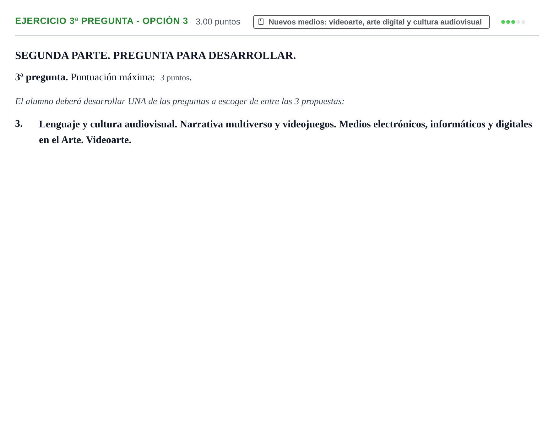 Enunciado: Ejercicio 3ª pregunta - Opción 3 · Movimientos Culturales y Artísticos PAU Castilla-La Mancha Extraordinaria 2024