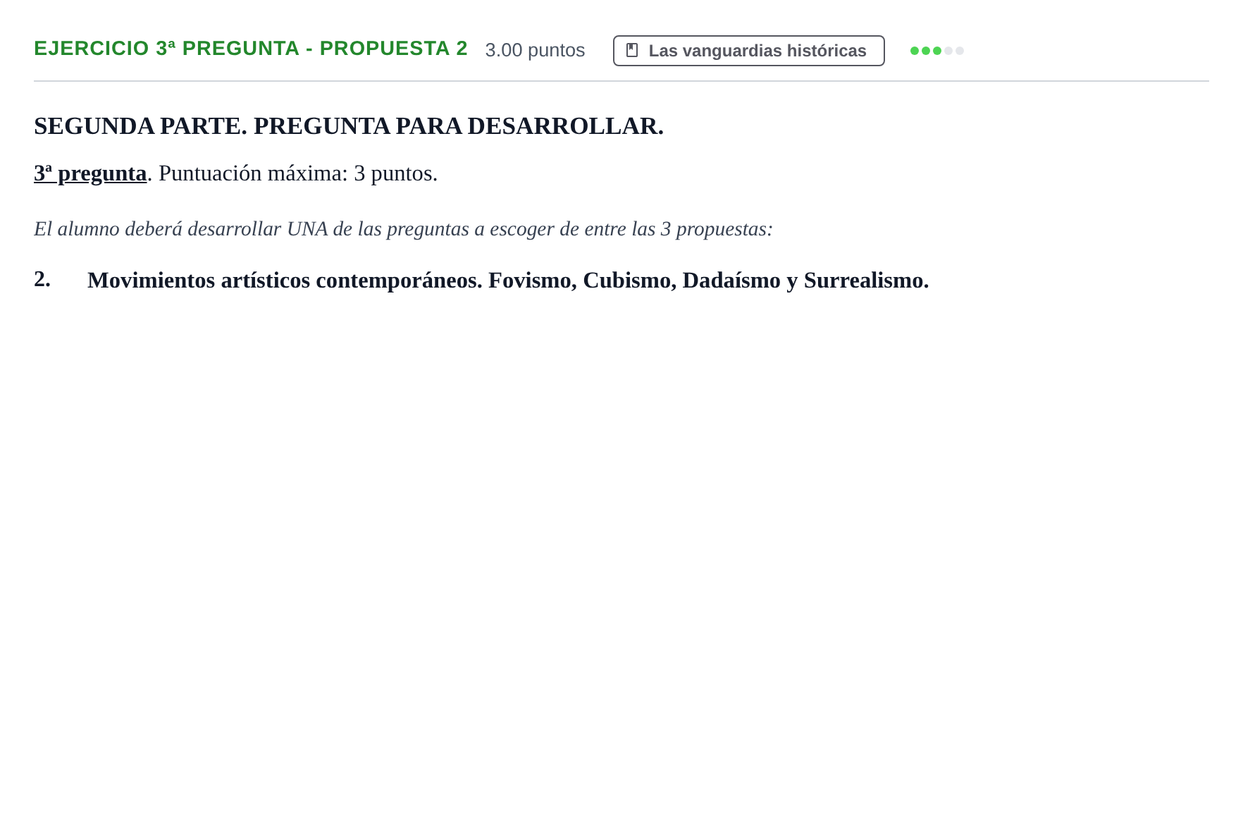 Enunciado: Ejercicio 3ª pregunta - Propuesta 2 · Movimientos Culturales y Artísticos PAU Castilla-La Mancha Ordinaria 2024