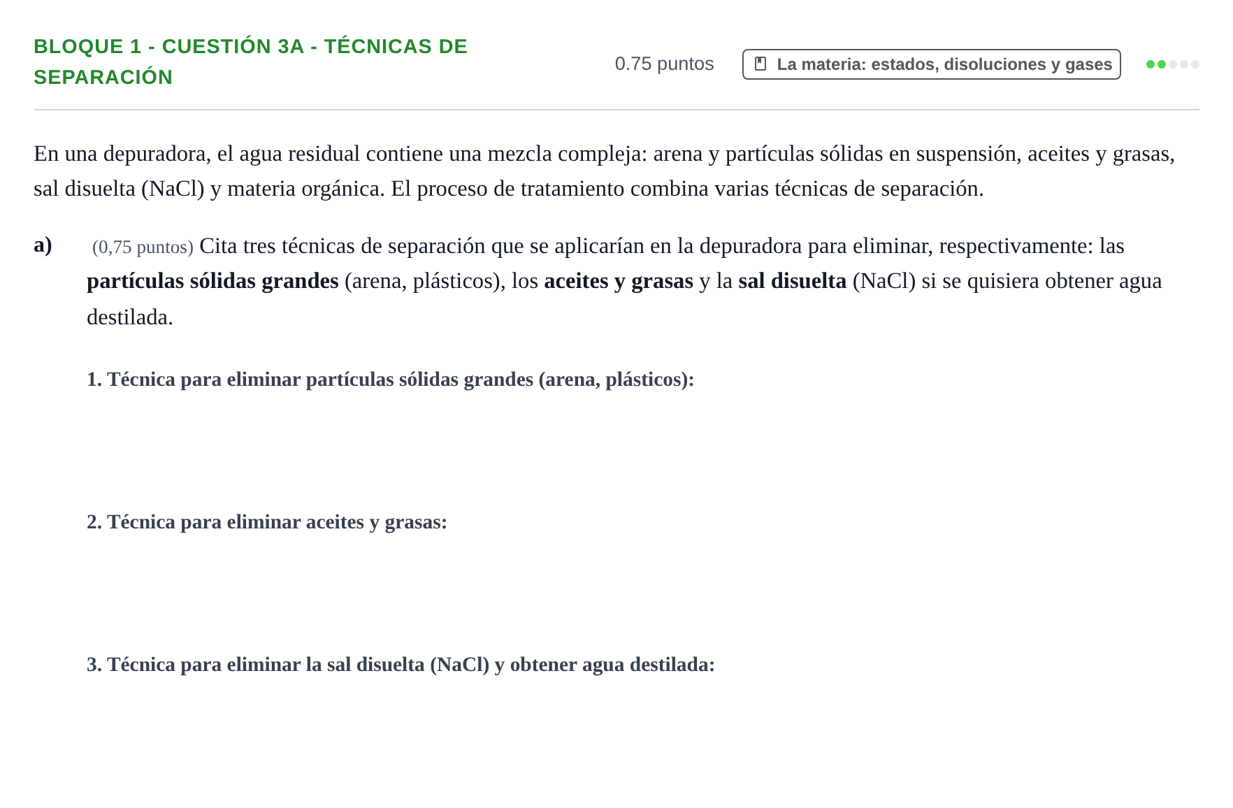 Enunciado: Bloque 1 - Cuestión 3a - Técnicas de separación · Ciencias Generales PAU Castilla-La Mancha Extraordinaria 2026