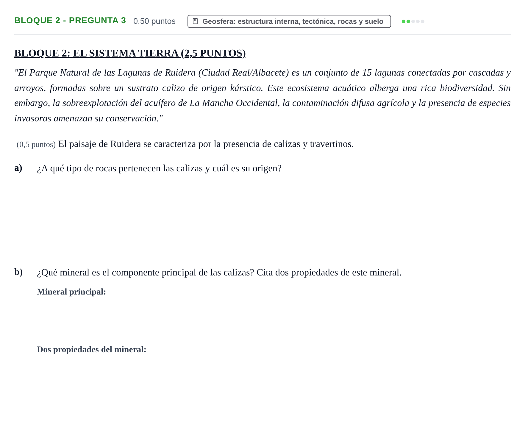 Enunciado: Bloque 2 - Pregunta 3 · Ciencias Generales PAU Castilla-La Mancha Extraordinaria 2026