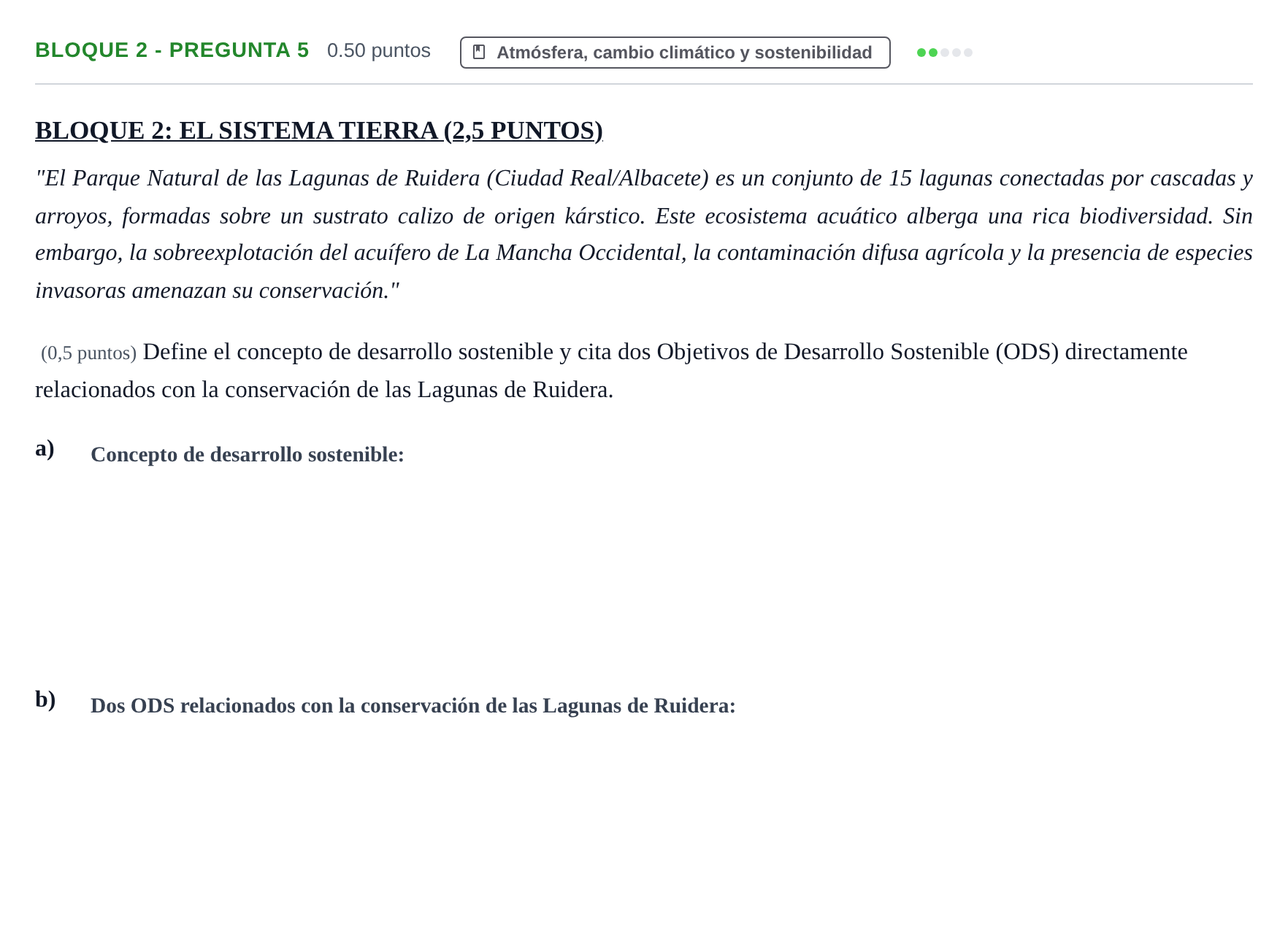 Enunciado: Bloque 2 - Pregunta 5 · Ciencias Generales PAU Castilla-La Mancha Extraordinaria 2026