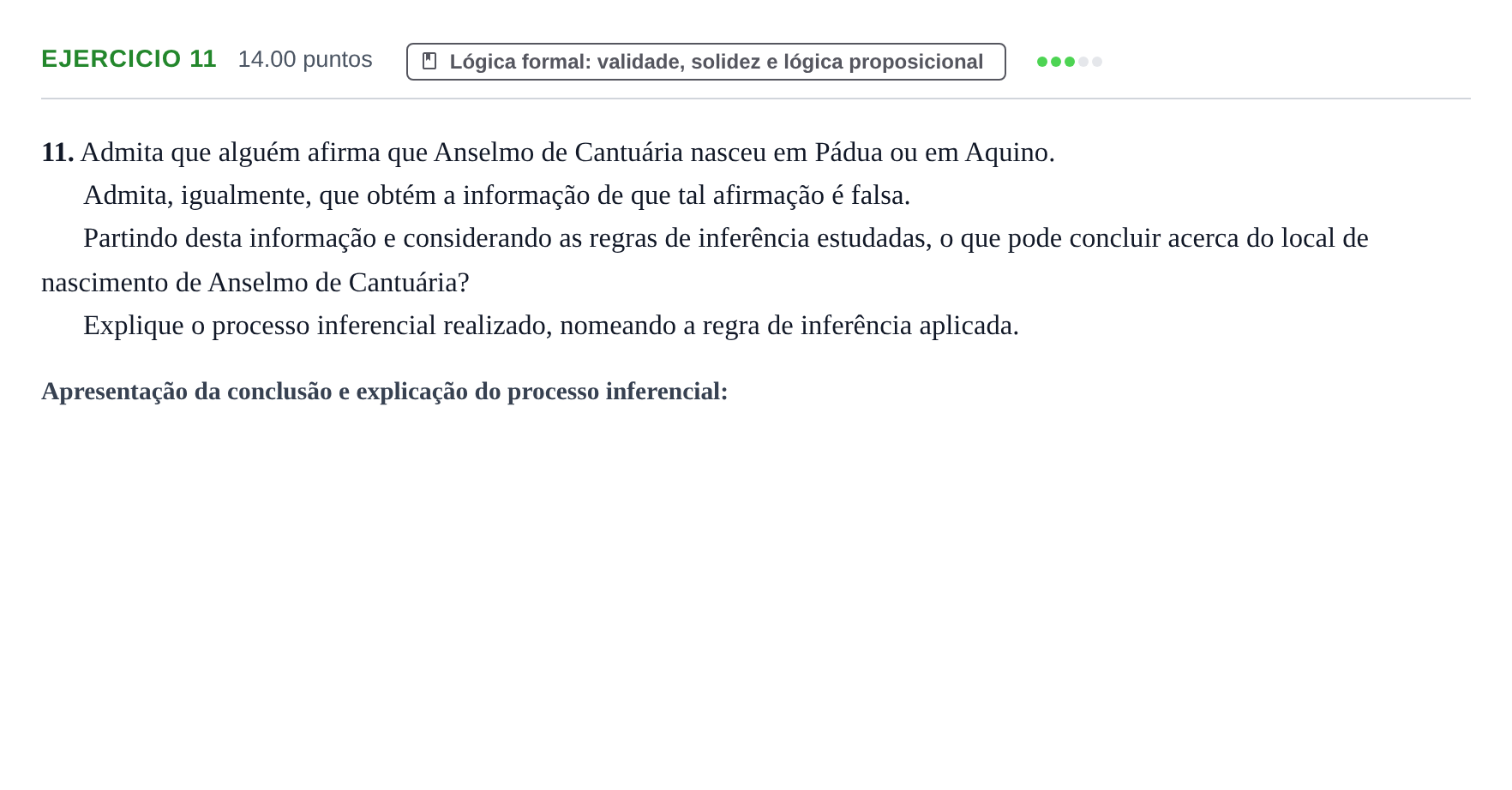 Enunciado: Exercício 11 · Exame Nacional Filosofia Época especial 2024