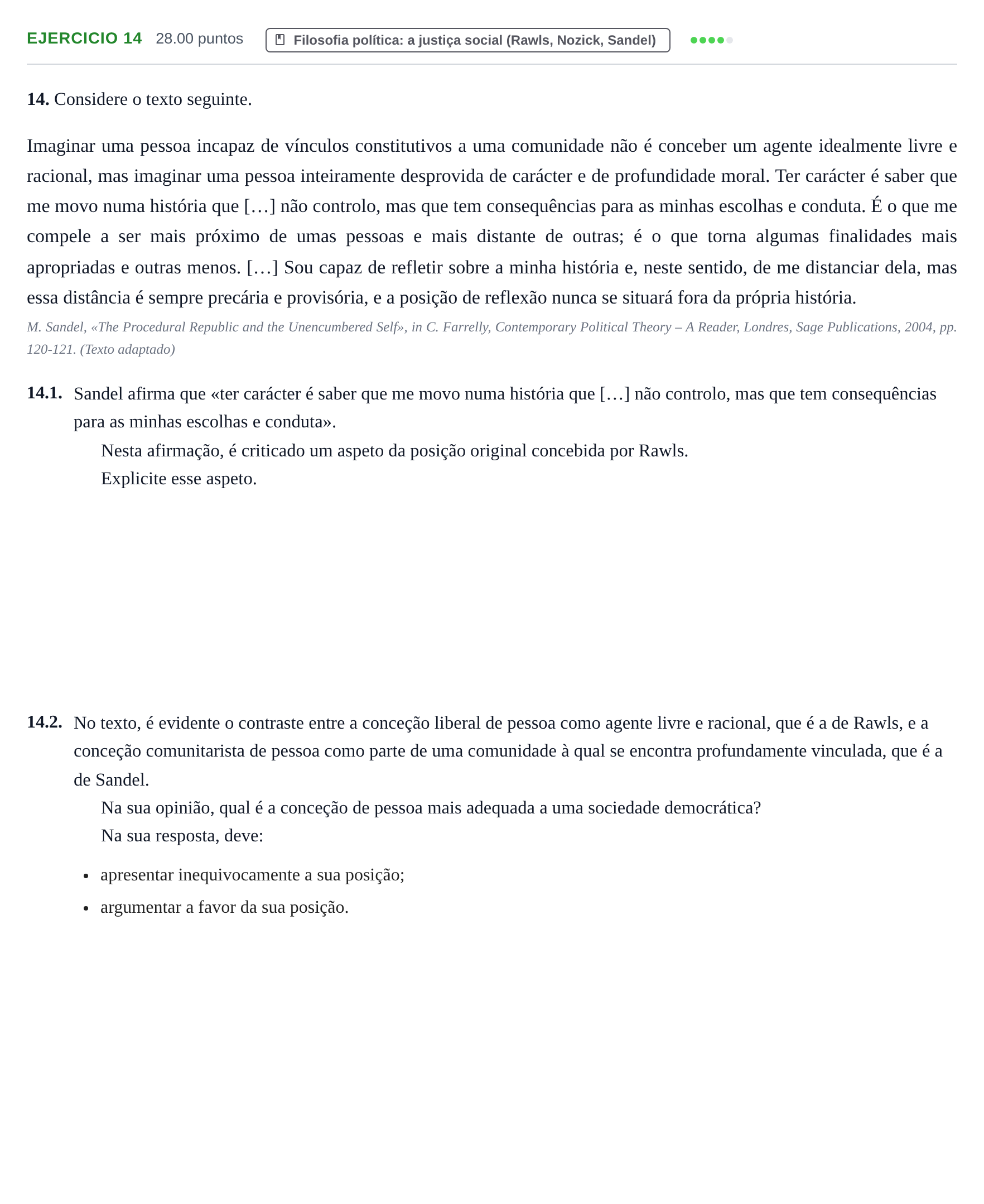 Enunciado: Exercício 14 · Exame Nacional Filosofia Época especial 2024
