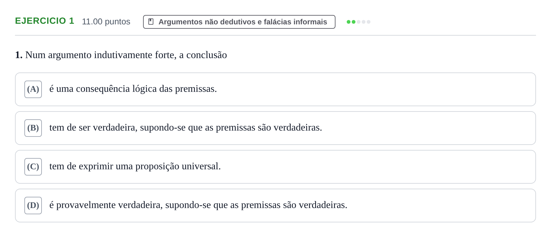 Enunciado: Exercício 1 · Exame Nacional Filosofia Época especial 2024