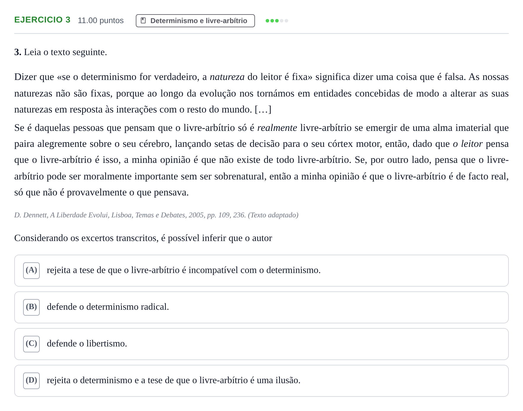 Enunciado: Exercício 3 · Exame Nacional Filosofia Época especial 2024