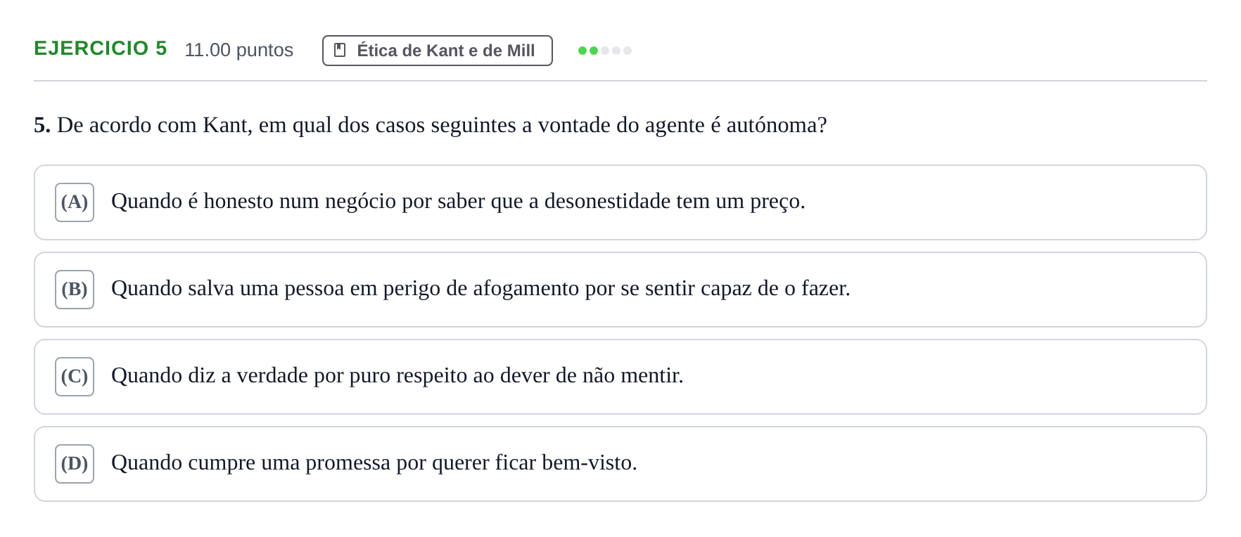 Enunciado: Exercício 5 · Exame Nacional Filosofia Época especial 2024
